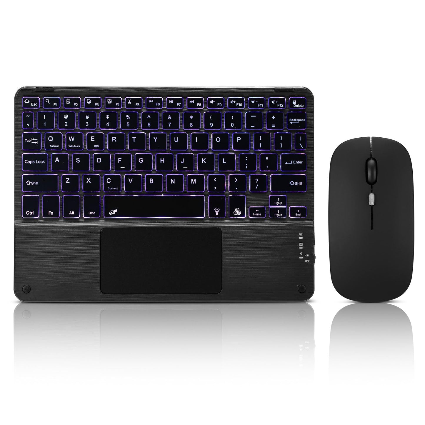Ultra-Slim Bluetooth Keyboard with Built-in Touchpad and Mouse Portable Mini Wireless Keyboard Rechargeable 7-Color Backlit for
