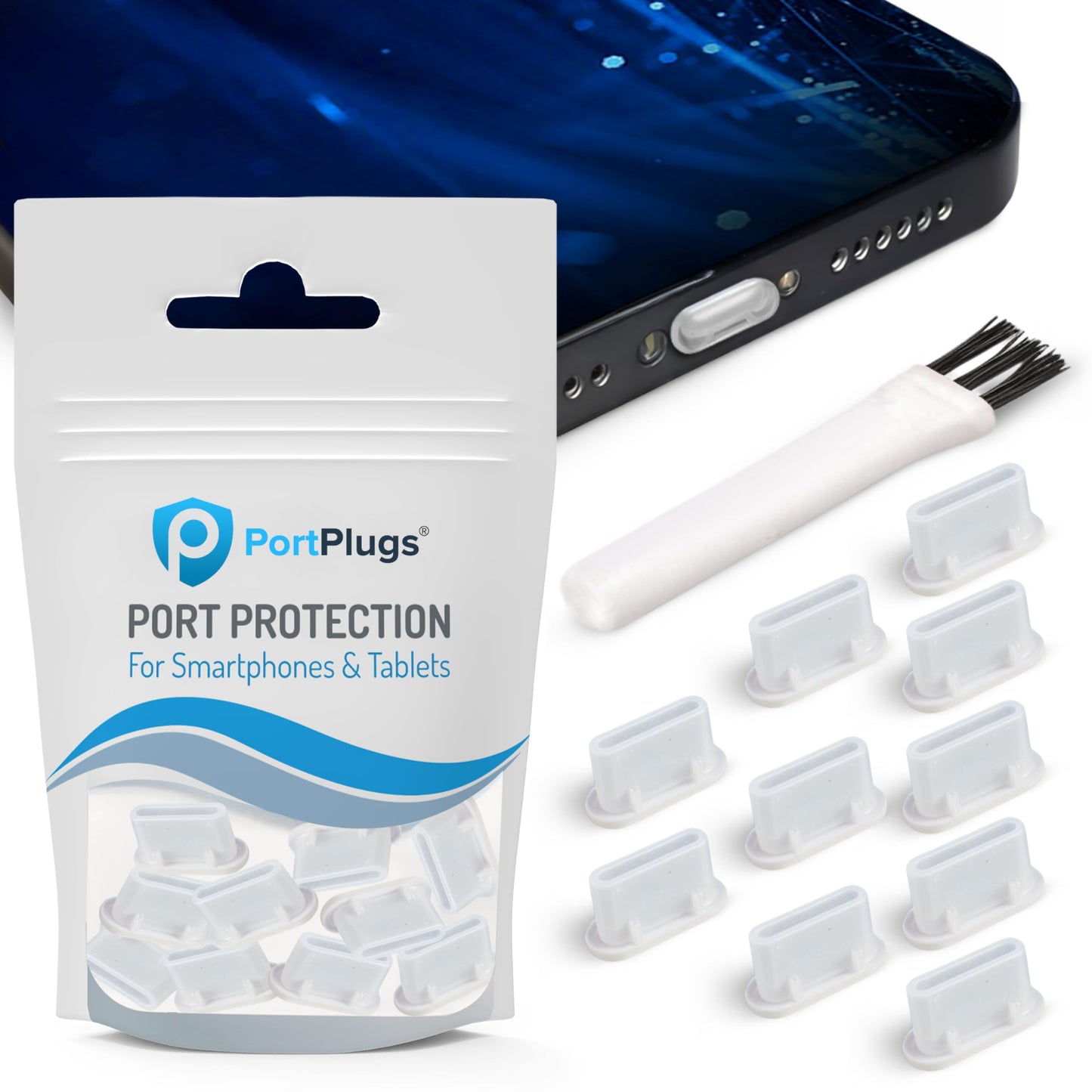 PortPlugs USB-C Dust Plugs - Compatible with iPhone 15/16/17 & Air, iPad Pro/Mini, MacBook Pro/Air, Galaxy S25-S8, Pixel, Androi