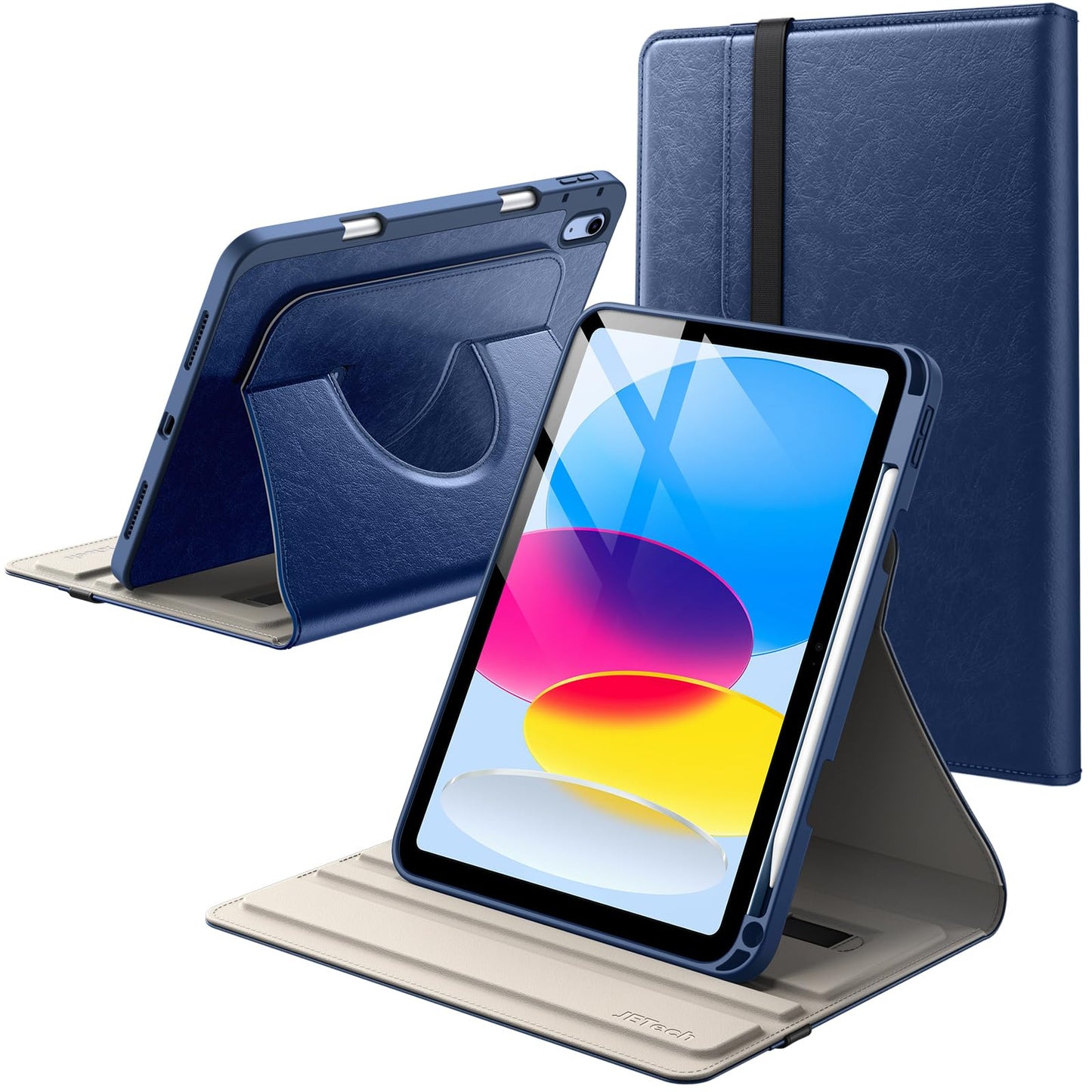 JETech Rotating Case for iPad (A16) 11th/10th Generation (2025/2022) with Pencil Holder, 360 Degree Rotation PU Leather Folio Pr
