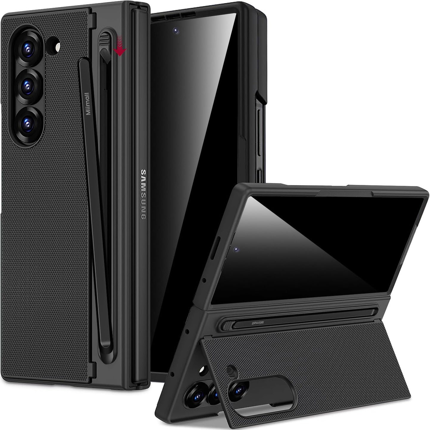 Miimall for Samsung Galaxy Z Fold 5 Case with S Pen Holder, Privacy Screen Protector & Kickstand Cover, Military Grade Drop Prot