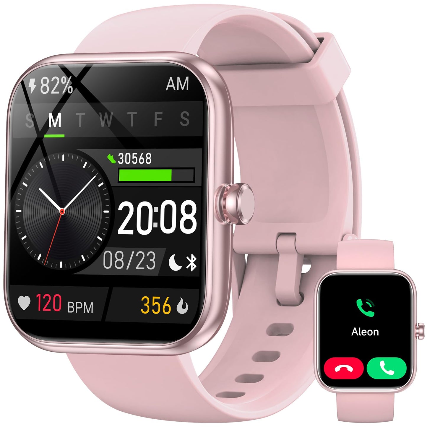 BOOOMIC 1.83 HD Smart Watch with Alexa Built-in, Fitness Tracker Compatible with iOS/Android Pink