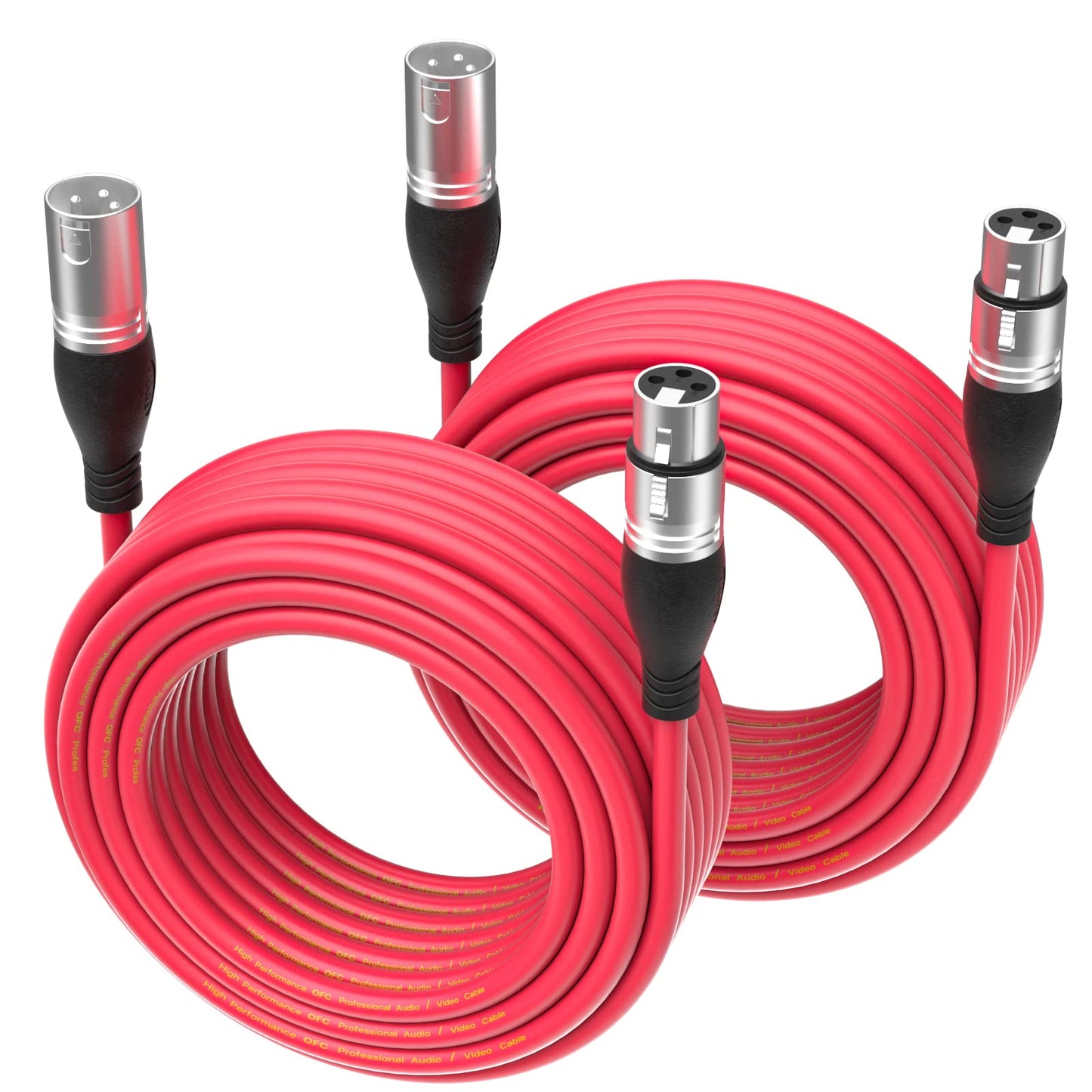 EBXYA XLR Cable 50ft 2 Packs - Premium Balanced Microphone Cable with 3-Pin XLR Male to Female Mic Speaker Cable, Red