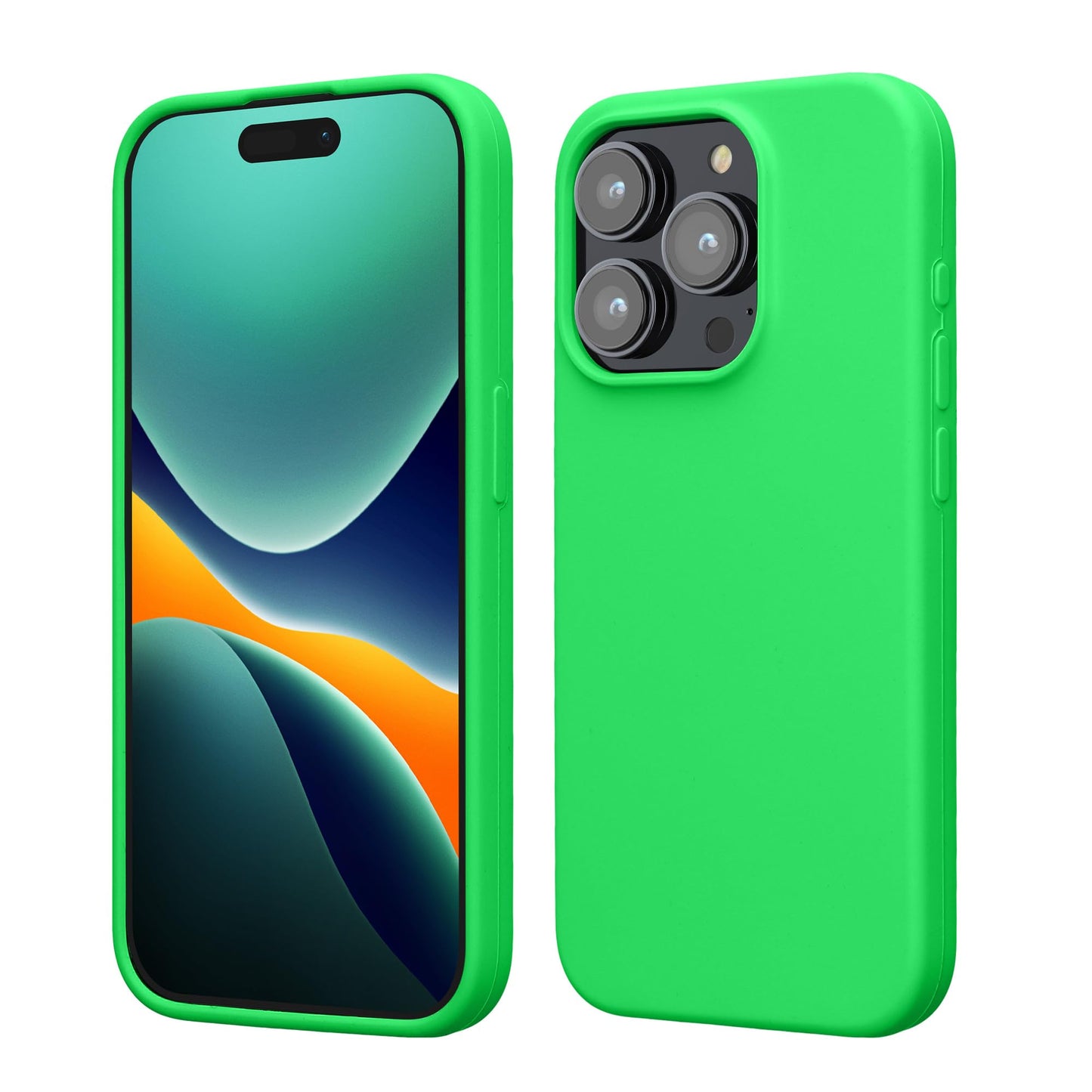 kwmobile Case Compatible with iPhone 15 Pro Case - Slim Soft TPU Silicone Cover - Neon Green