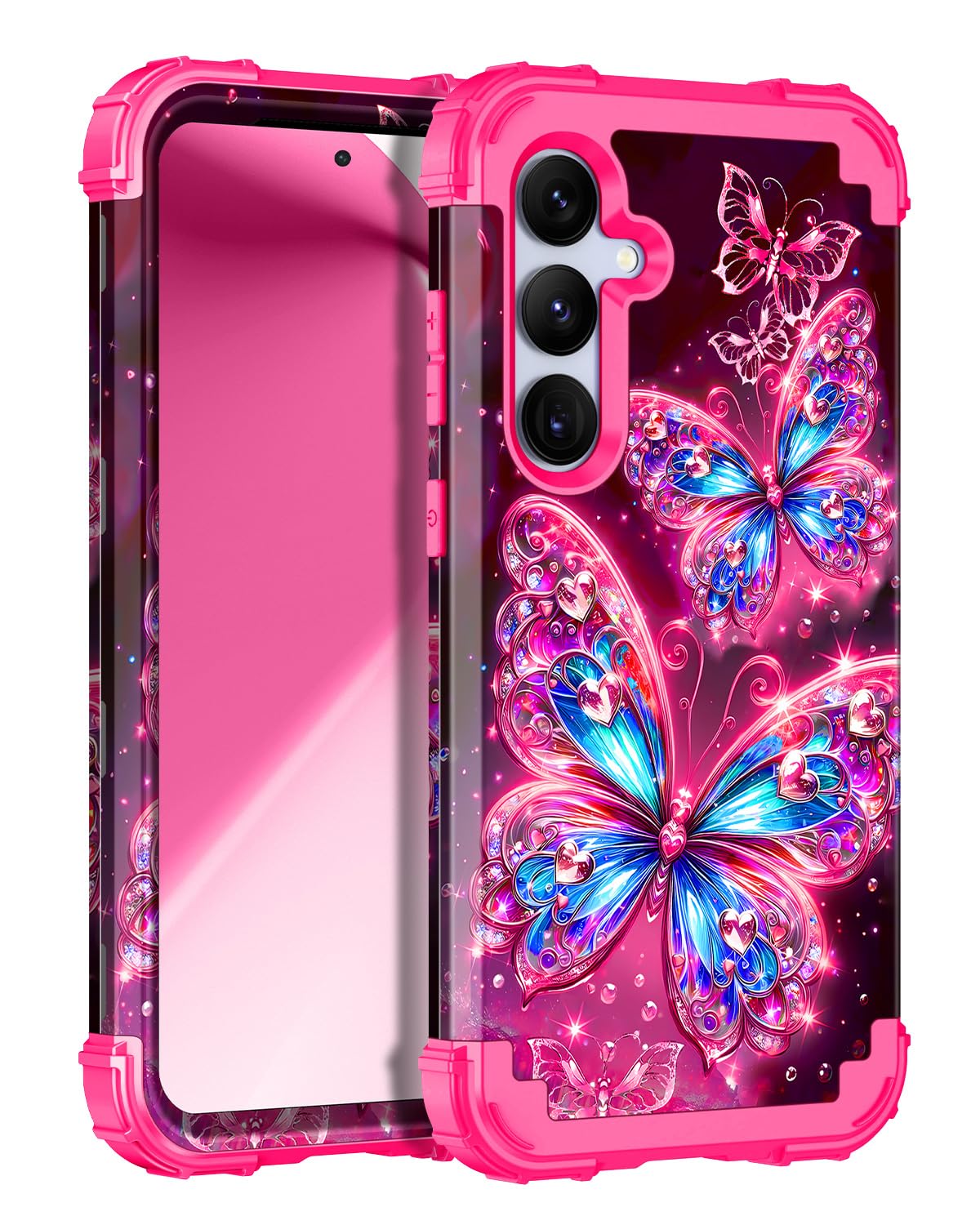 Miqala for Galaxy S25 Plus 5G Case,Glow in The Dark Three Layer Heavy Duty Shockproof Full Protection Hard Plastic Bumper+Soft S