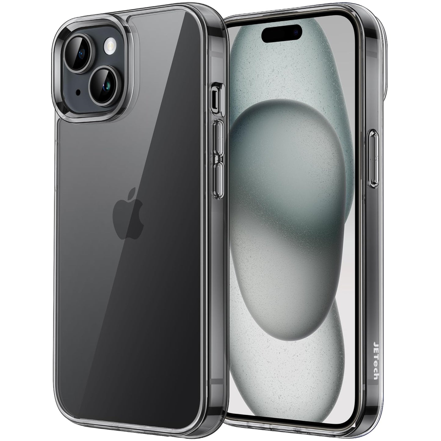 JETech Case for iPhone 15 Plus 6.7-Inch, Non-Yellowing Shockproof Phone Bumper Cover, Anti-Scratch Clear Back (Black)