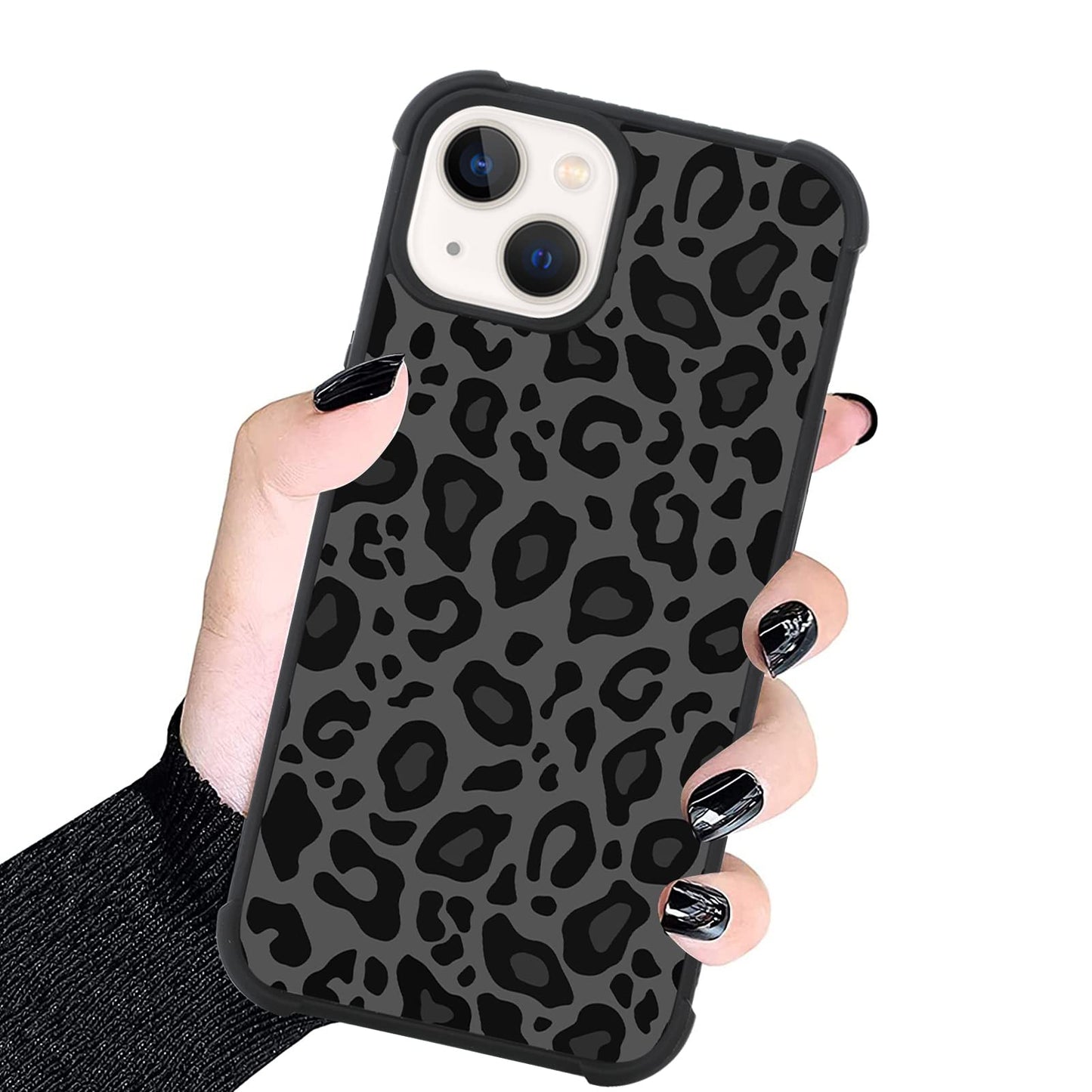 KANGHAR Case Compatible with iPhone 14,Black Leopard Design,Tire Texture Non-Slip +Shockproof Rugged TPU Protective Case for iPh