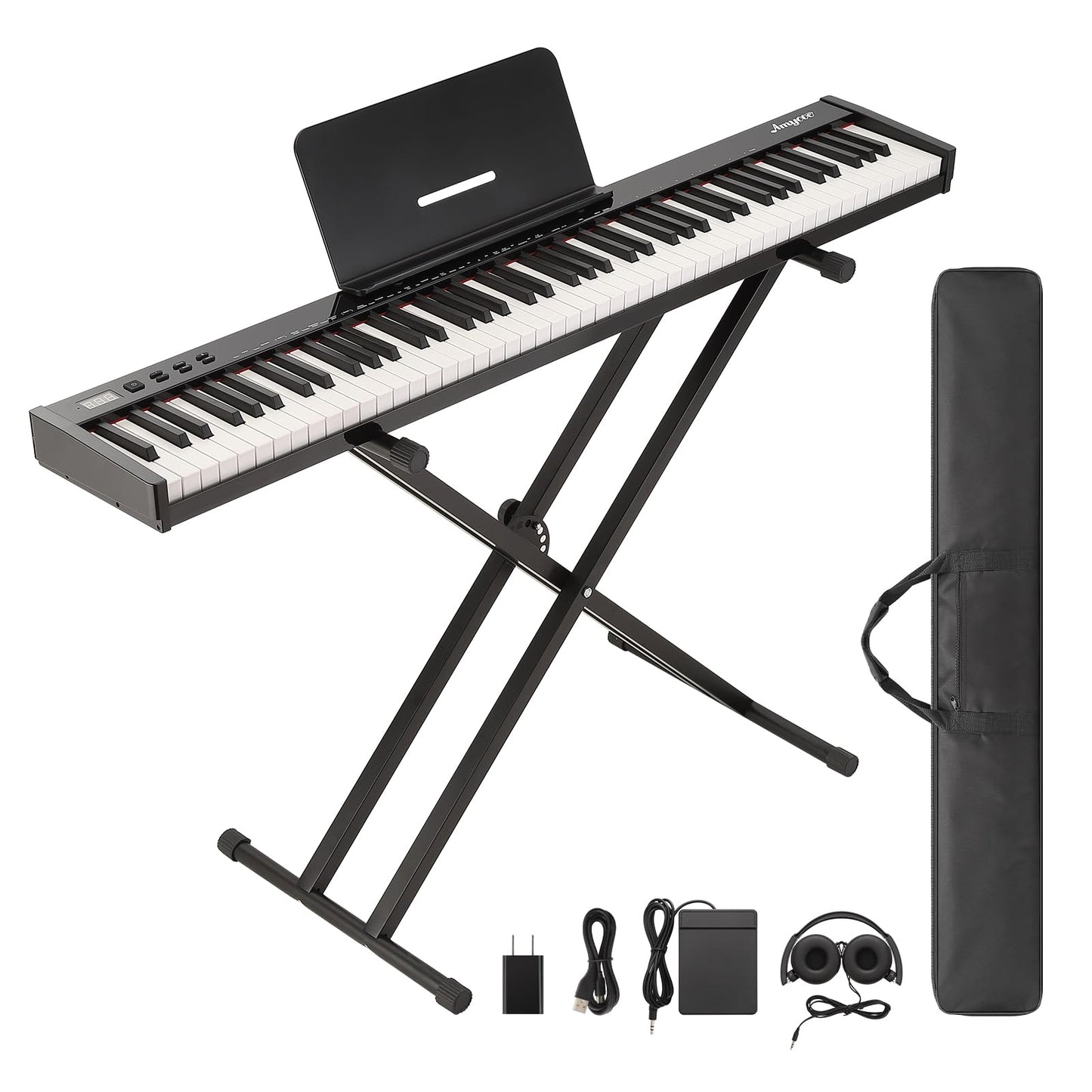 88-Key Portable Electric Keyboard,With Accessories, Compact Design, Ideal for Music Learners and Travel