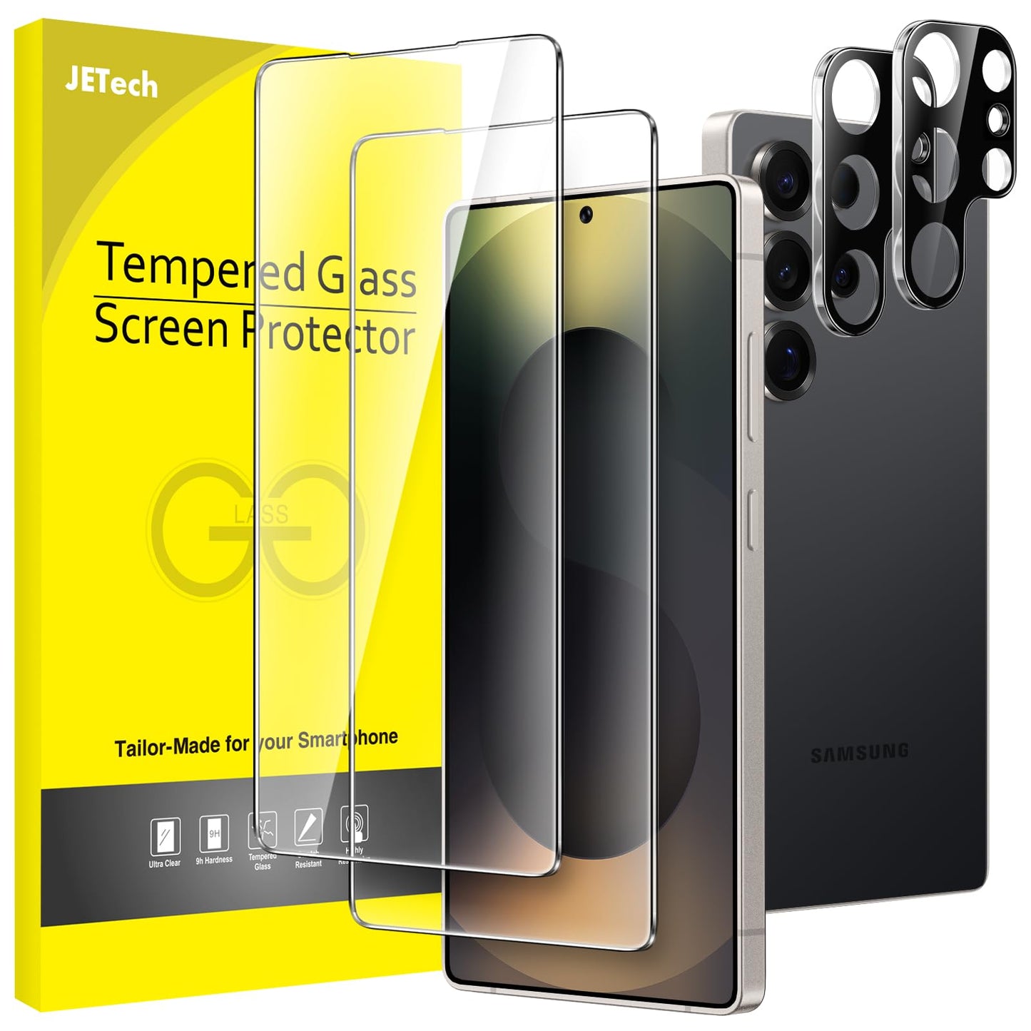 JETech Screen Protector for Samsung Galaxy S25 Ultra 5G with Camera Lens Protector, Tempered Glass Film, Fingerprint ID Compatib