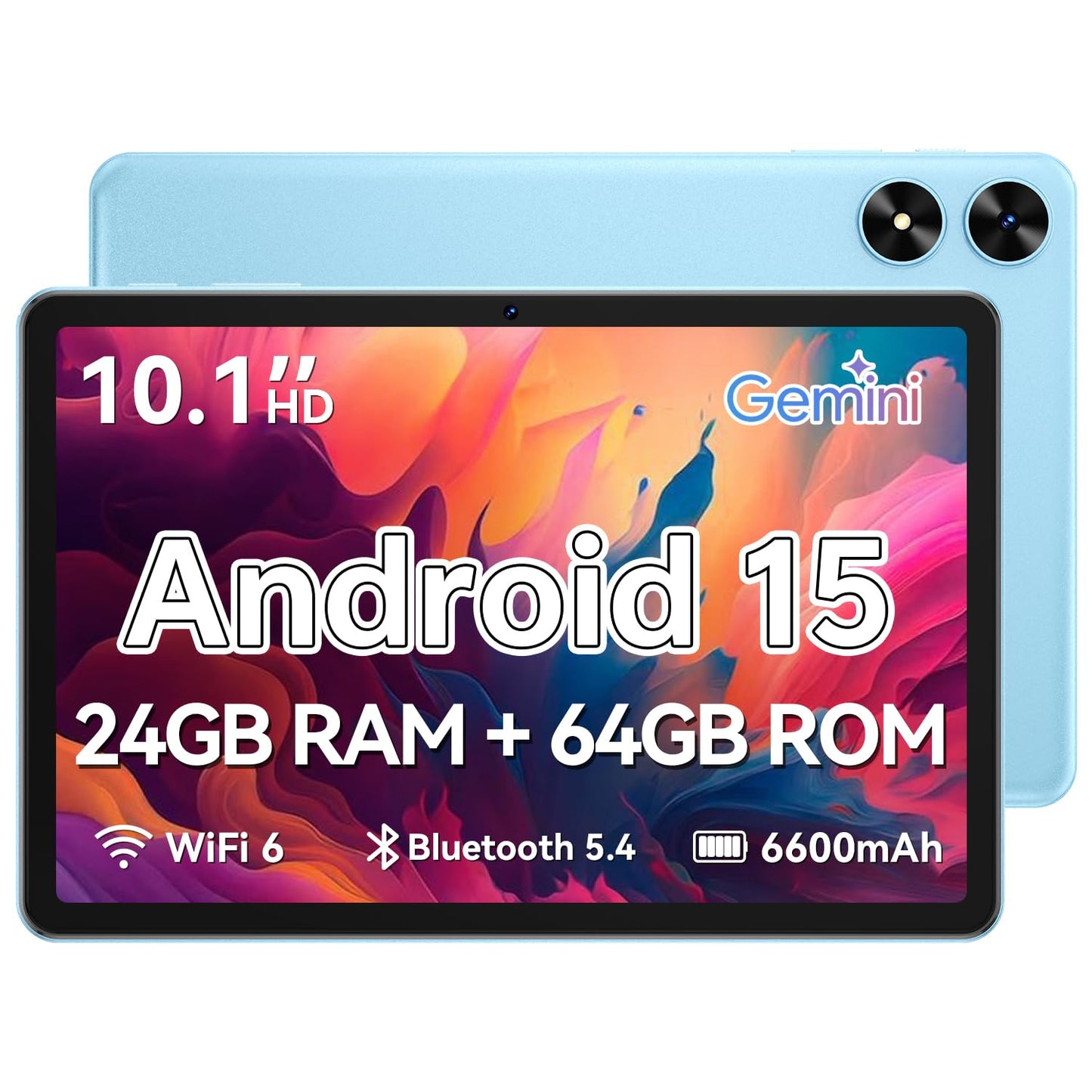 SHARECLOUD Tablet 10.1 inch, Android 15 Tablet with Case, 24GB RAM + 64GB ROM 1 TB Expandable, 1280x800 HD IPS Touch Screen, 8H