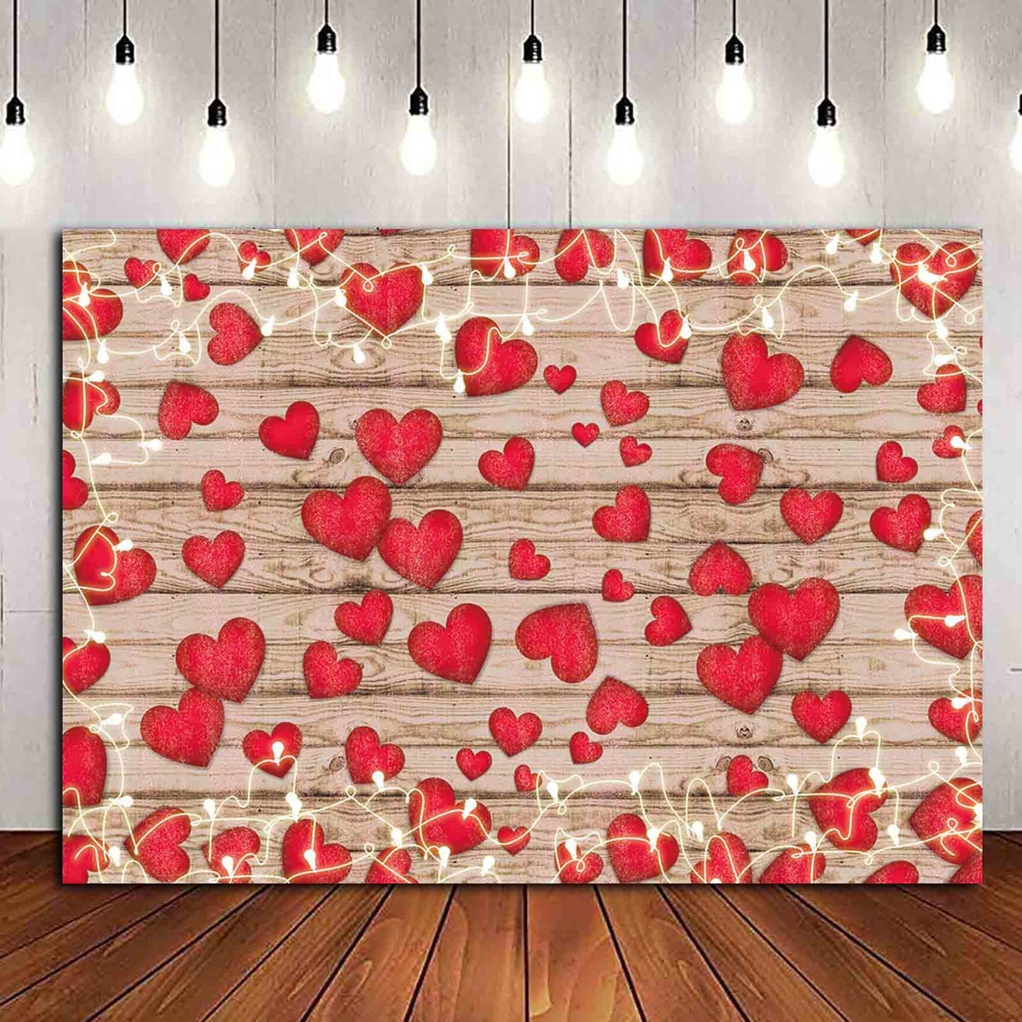 Vintage Red Love Heart Valentines Day Theme Photography Backdrop Wedding Anniversary Bridal Shower Mothers Day Photo Backgroun