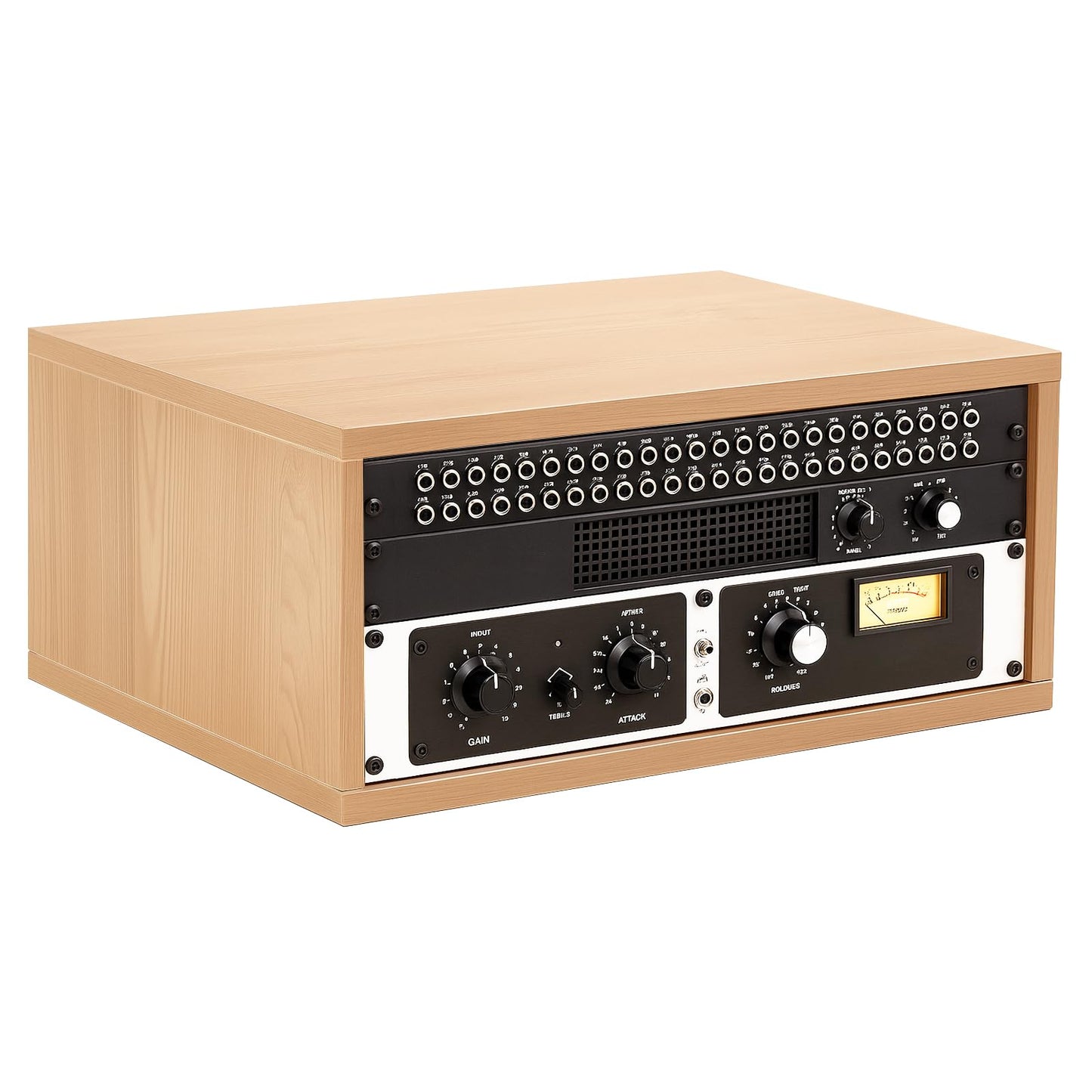 AceOrbit 4U Wooden Studio Rack for Pro Audio Gear 4u Audio Rack Case in Oak Finish Compact Efficient Desktop Storage Protect Equ