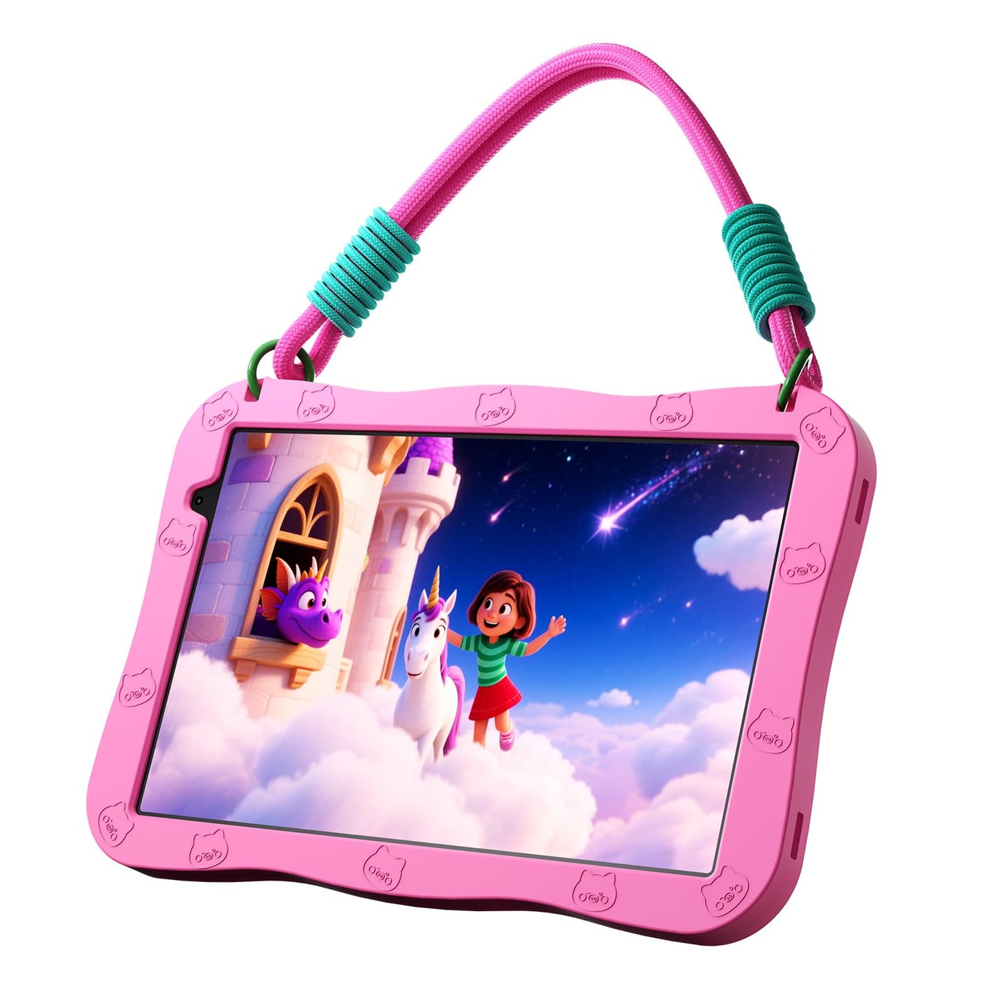 NEWISION 10 inch Kids Tablet,Android 15 Educational Learning Pad with Lanyard,32GB Storage,HD IPS Display,WiFi,Dual Camera,Paren