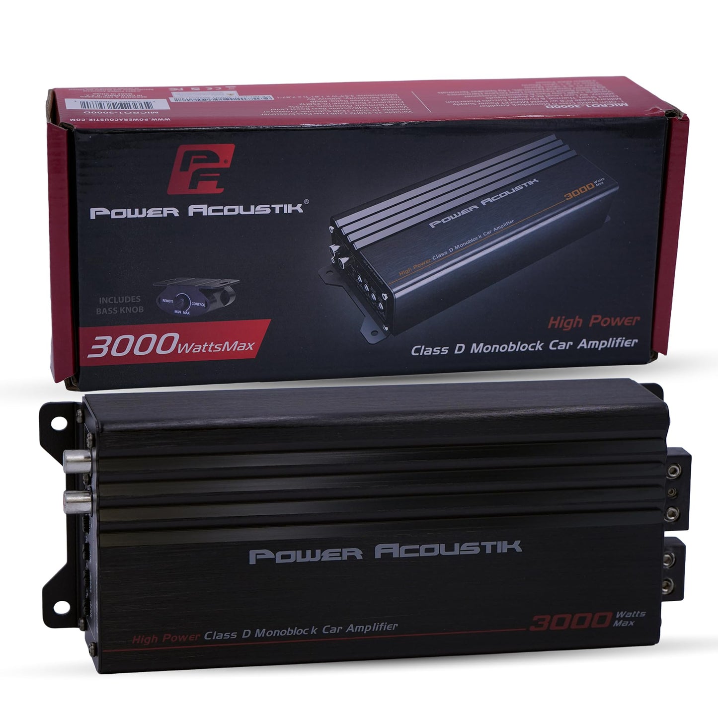 Power Acoustik MICRO1-3000D 3,000W Class D Monoblock Amplifier - Compact Car Amp for Subwoofers Designed for Controlled Power |