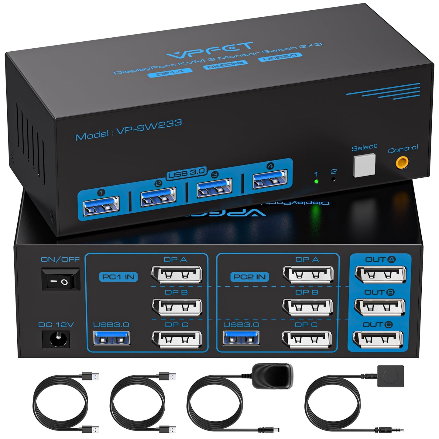 4K@120Hz Displayport KVM Switch 3 Monitors 2 Computers 8K@60Hz DP KVM Switches Triple Monitor Dual Port for 2 PC/Laptops Share 4