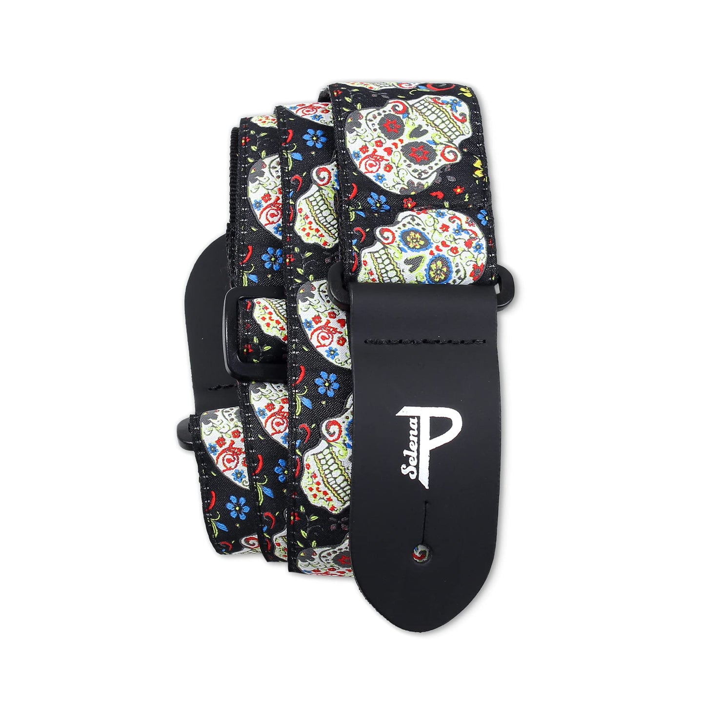 Perris Leathers Ltd.- Guitar Strap- Jacquard- The Hope Collection- Black Sugar Skulls- Adjustable length from 39- 58- For Elect