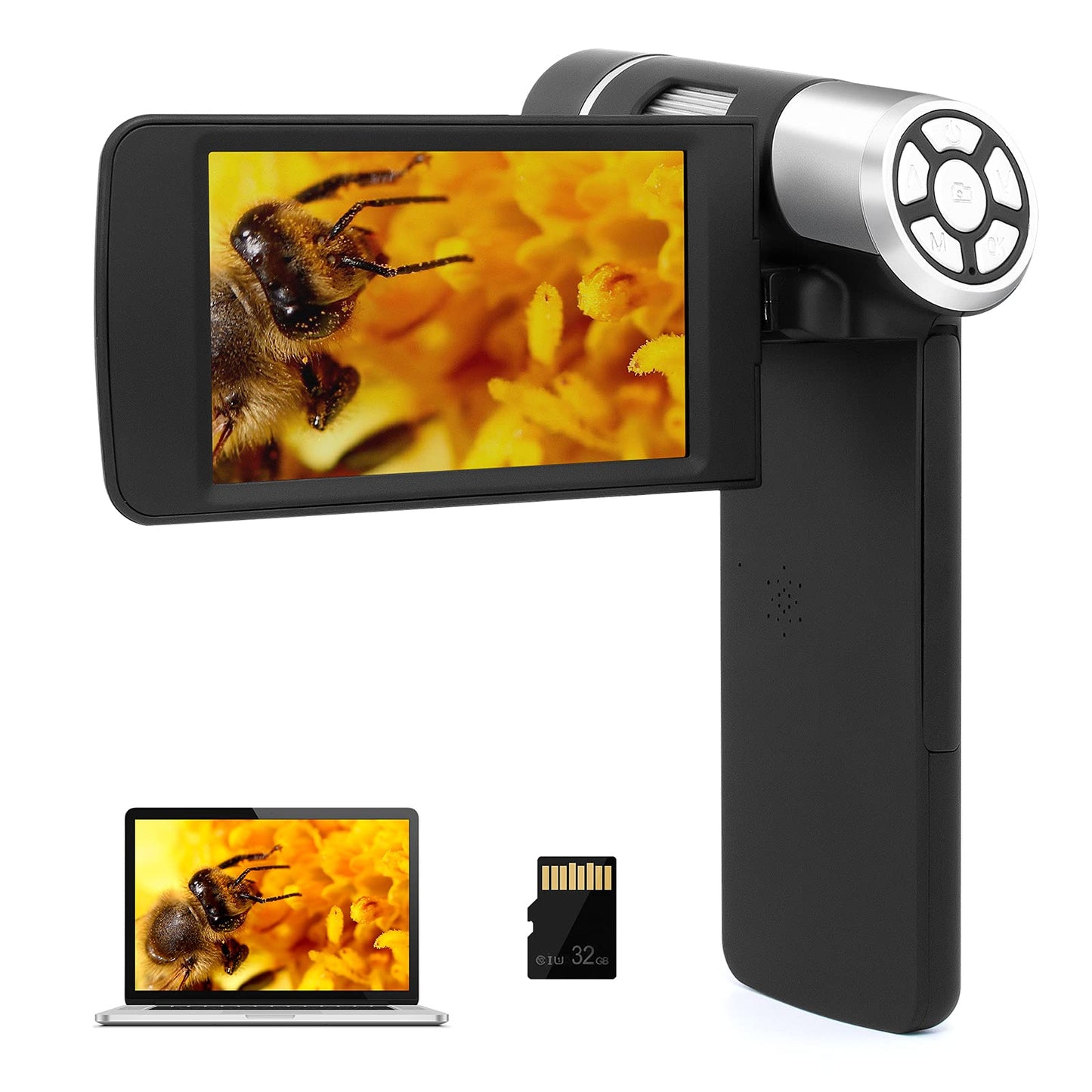 LINKMICRO LM203 Handheld LCD Digital Microscope with Metal Stand, 4 inch 200X Portable USB Digital Microscope Kit for Adults and