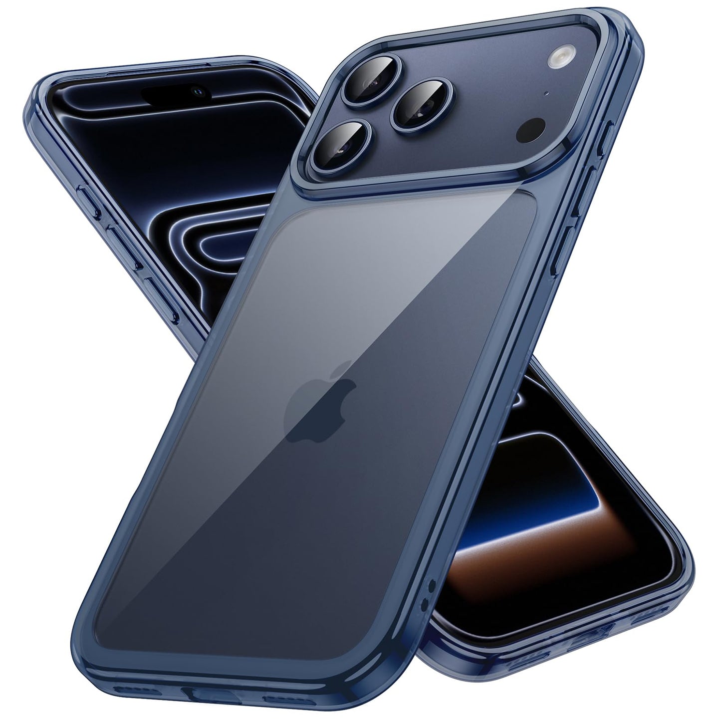 JETech Case for iPhone 17 Pro 6.3-Inch, Non-Yellowing Shockproof Phone Bumper Cover, Anti-Scratch Clear Back (Deep Blue)