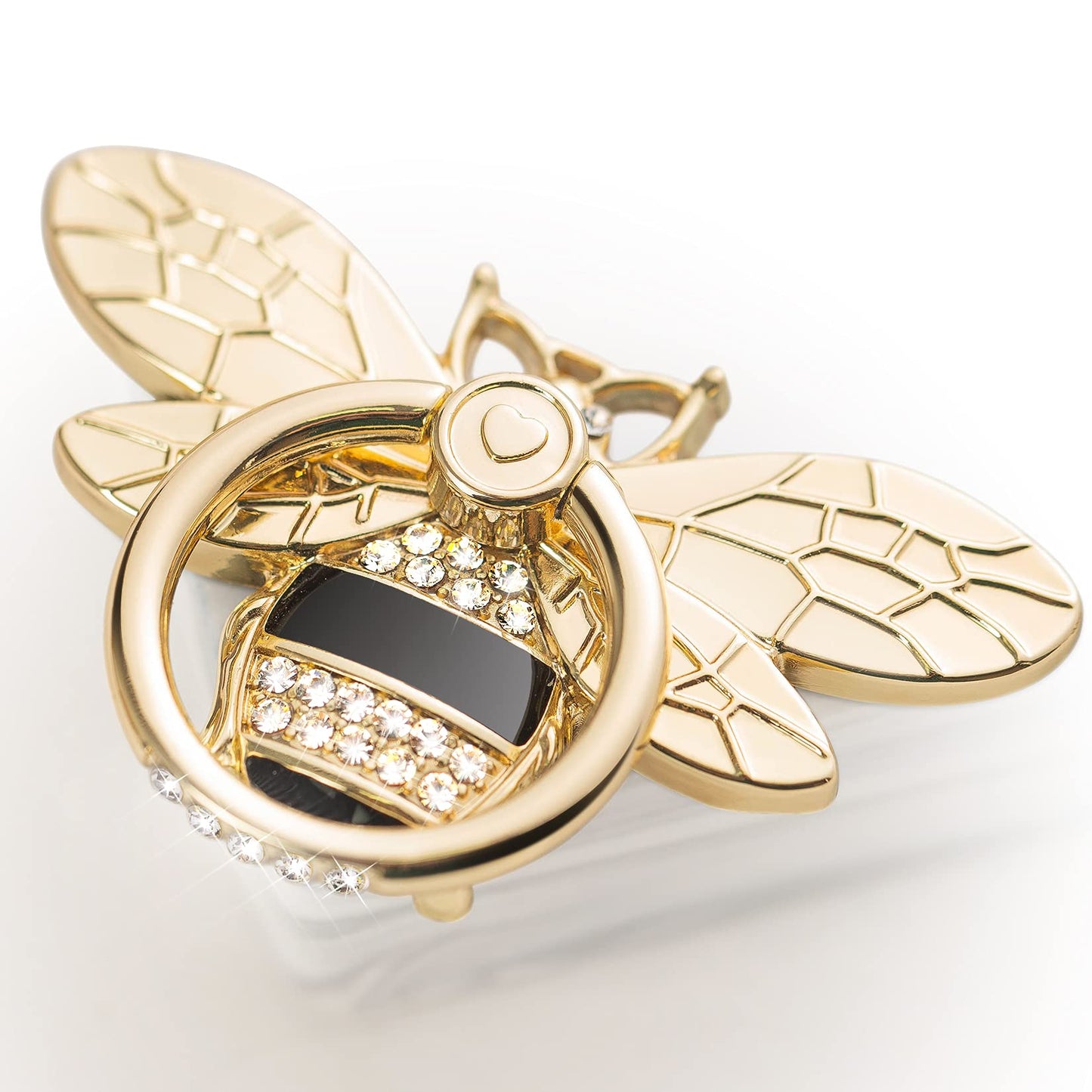 Allengel Bee Phone Ring Holder Finger Kickstand with Crystal, Cute Phone Ring Grip Holder for iPhone or Smartphone Cases, Gold B