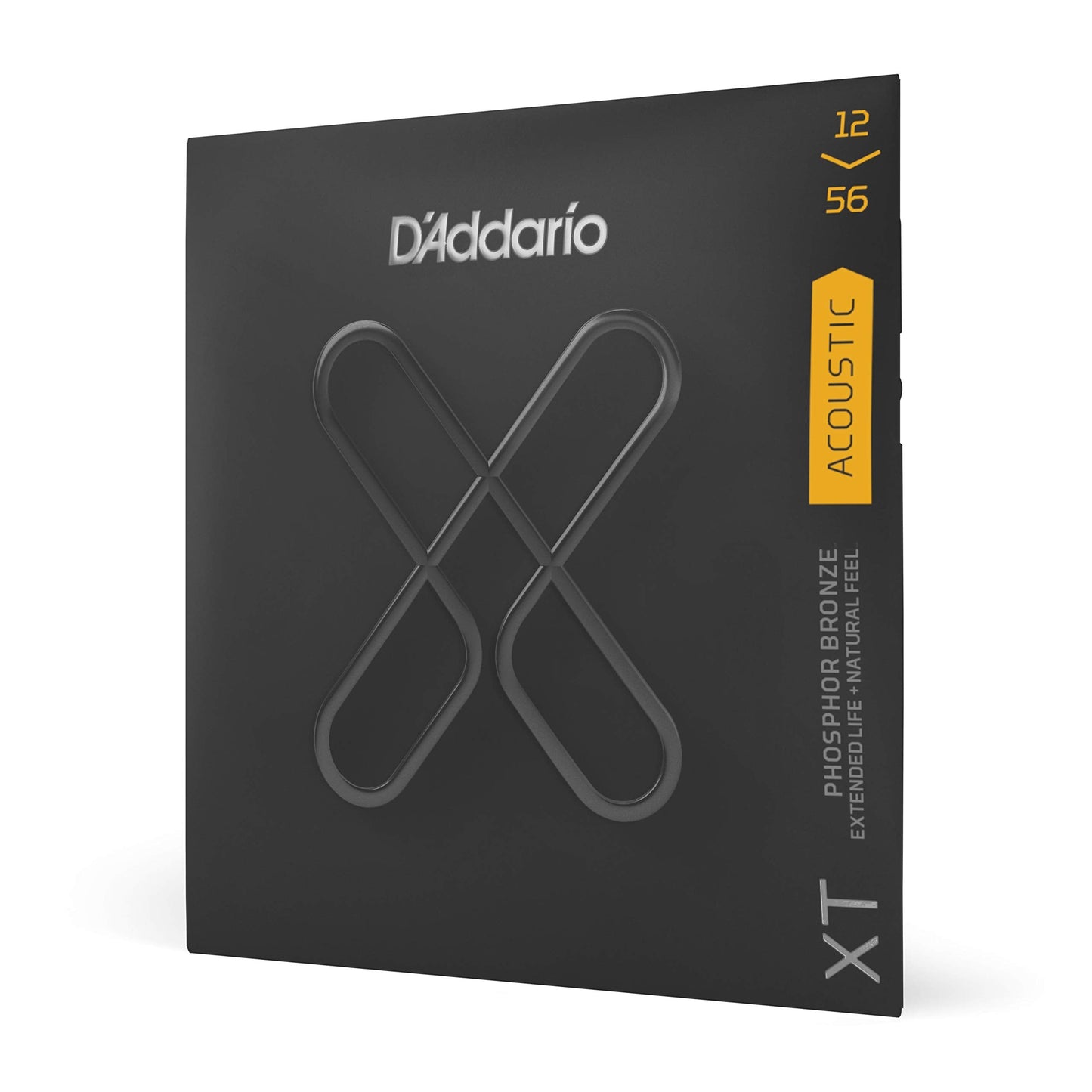 DAddario Acoustic Guitar Strings, XT Phosphor Bronze Coated, XTAPB1256, Light Top/Medium Bottom Gauge 12-56, 6-String Set, Pack