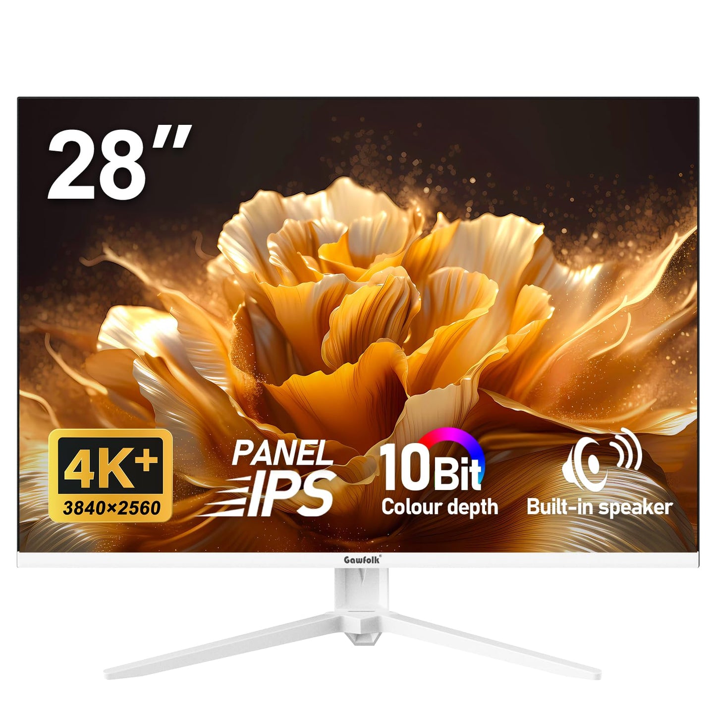 Gawfolk 28 inch UHD 4K Computer Monitor, IPS Ultra HD (3840 2560p) Screen, 3:2, 10Bit, 1.07 Billion Colours, 128% sRGB, Built-i