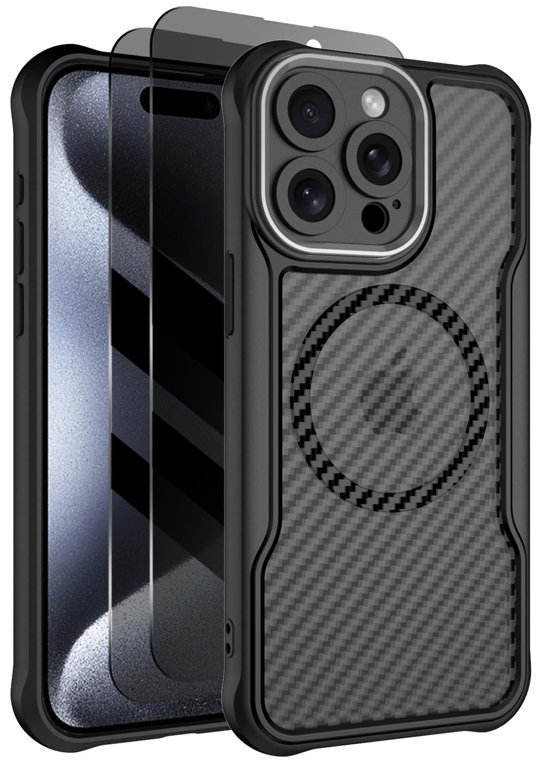 Dahkoiz for iPhone 15 Pro Case with Privacy Screen Protectors, Magnetic MagSafe Accessories Compatible, Full Covered Camera Prot