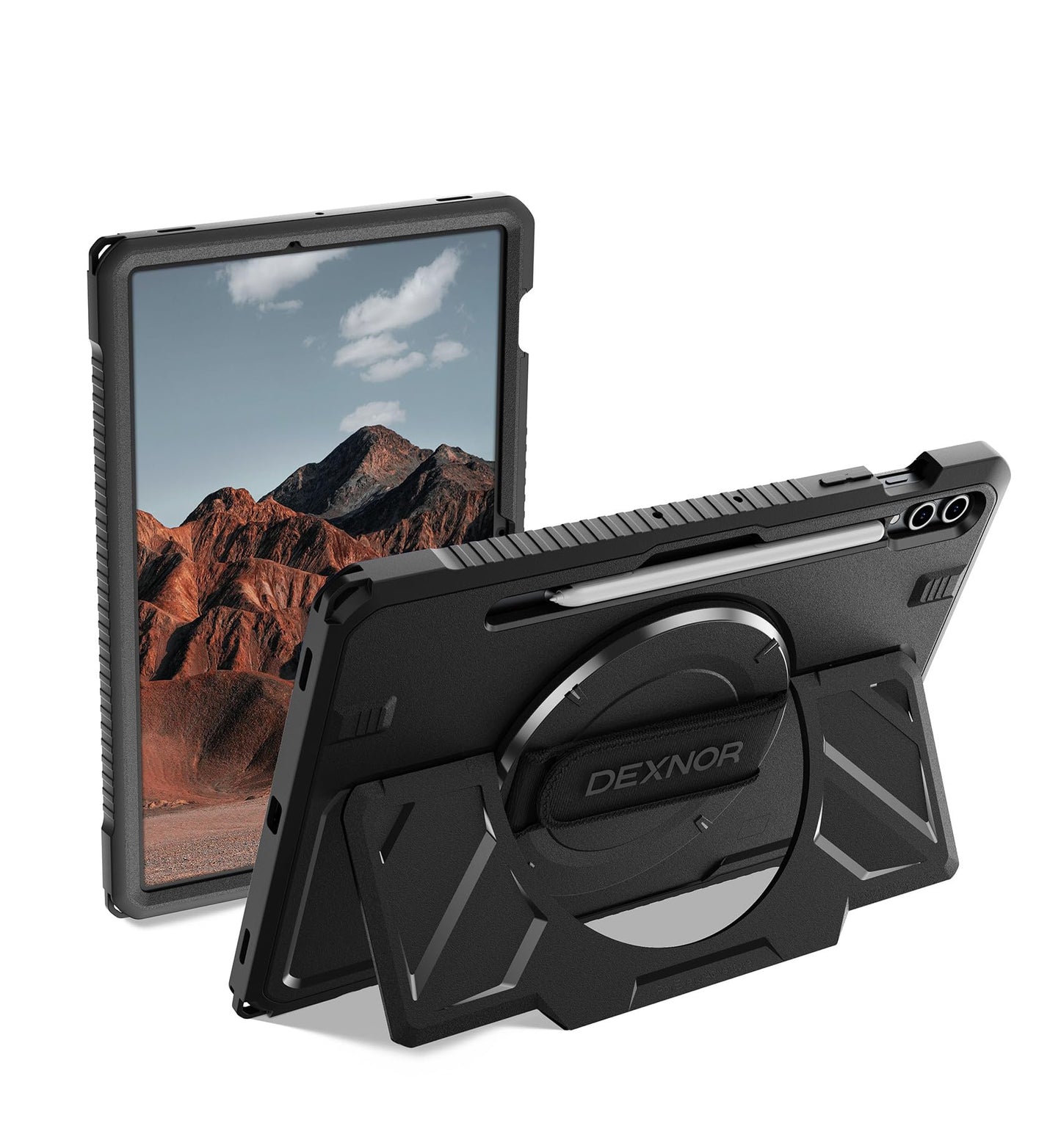 Dexnor Case for Samsung Galaxy Tab S10+ Plus 2024/S9+ Plus 2023 12.4, Rugged Protective Case with 360 Rotating Hand Strap & Stan
