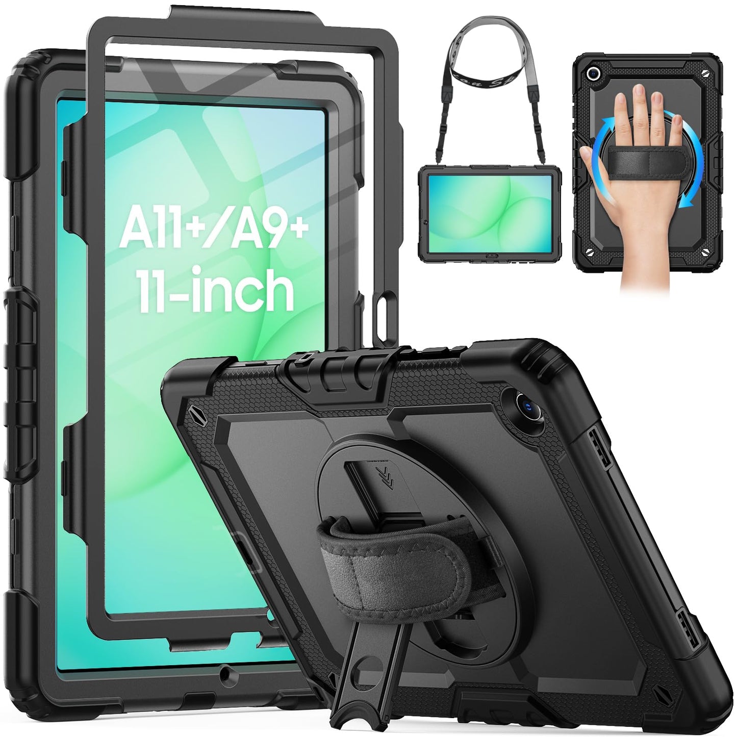 HXCASEAC Case for Samsung Galaxy Tab A11+ Plus 11 Inch, Protective with Screen Protector/Hand Strap/Pen Holder, Sturdy Shockproo