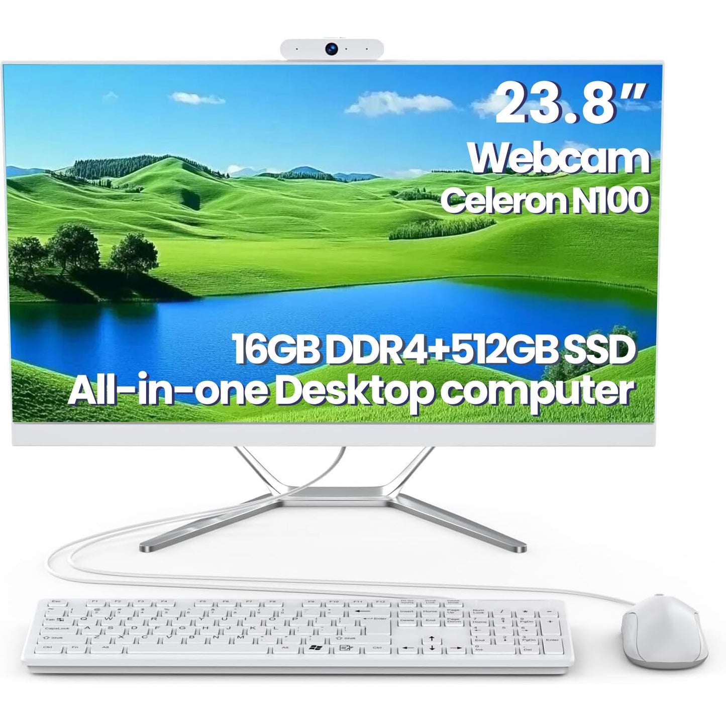 DEQIXIAN All-in-One Desktop Computer for Home Office,HD Webcam,Celeron N100 Processor (Up to 3.40Ghz),16GB RAM,512GB Storage,Inc