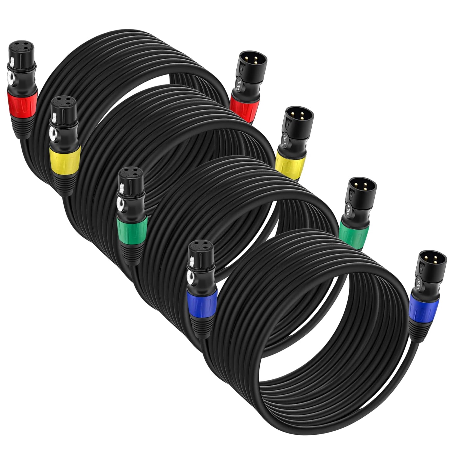 JTDER XLR Cables 25ft 2 Packs - XLR Male to Female Microphone Cable, Gold Plated 3-Pin Balanced Mic Cord with Noise Cancellation