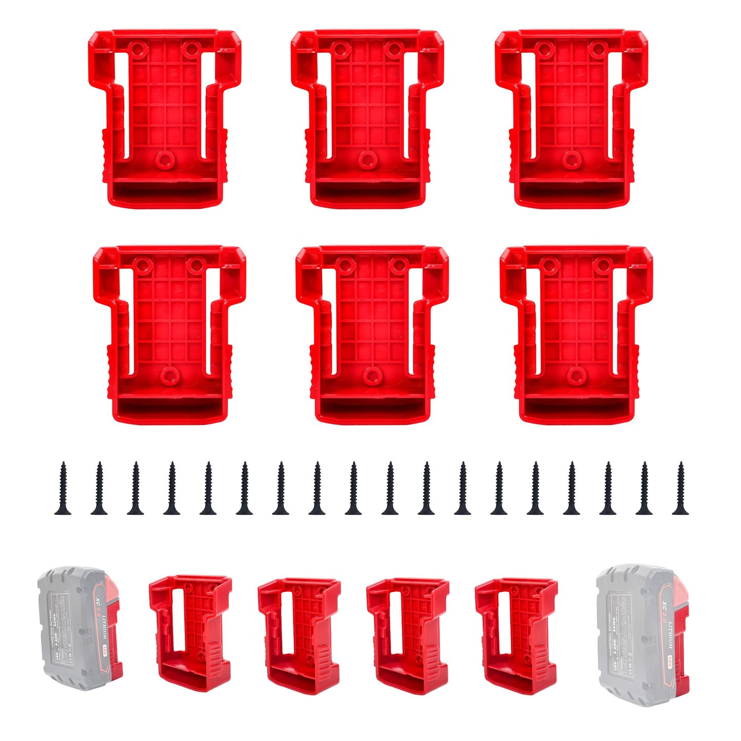 GIPFTYAG 6 PackBattery Holder for Milwaukee M18 18V Battery Mounts Dock Holder Fit for M18 48-11-1815 48-11-1828 48-11-1850 48-1