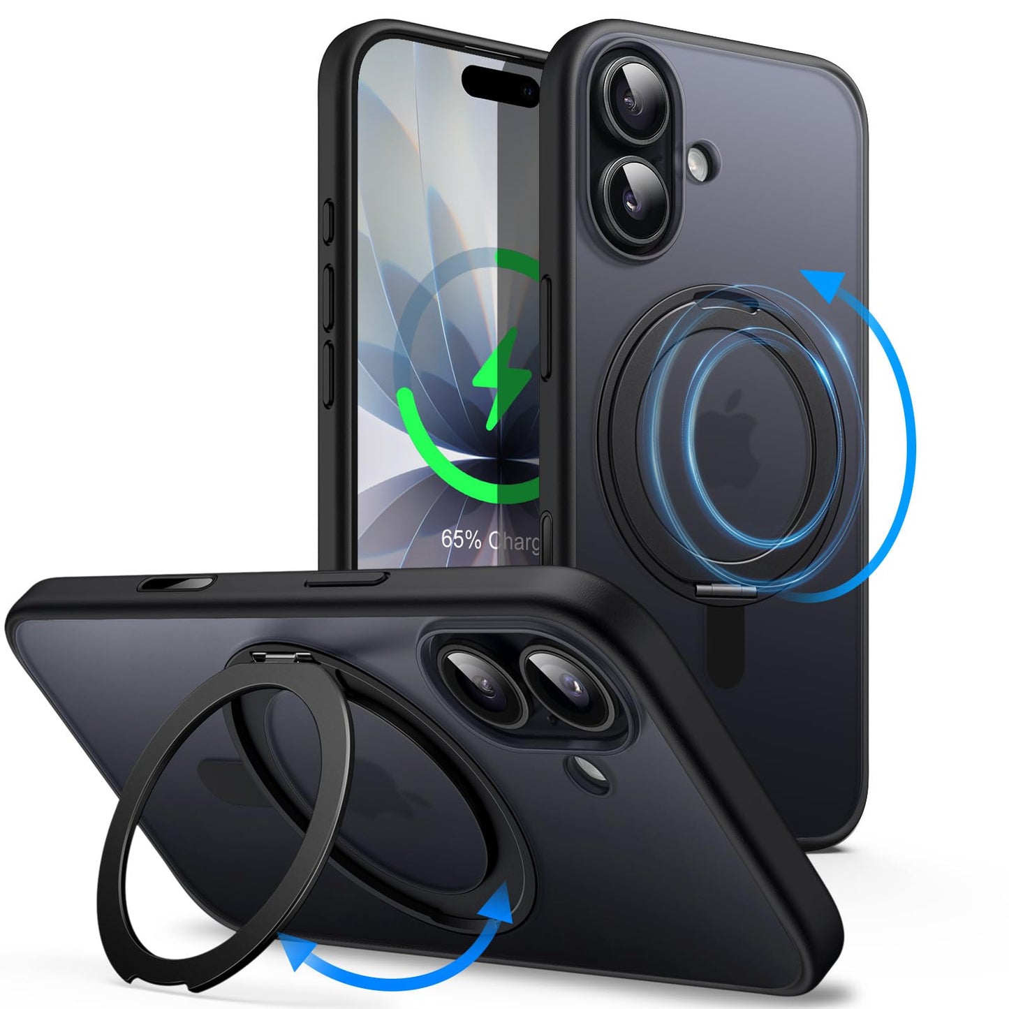 JETech 360 Degree Rotatable Ring Case for iPhone 17 6.3-Inch with Camera Control Button, Compatible with MagSafe, Slim Shockproo
