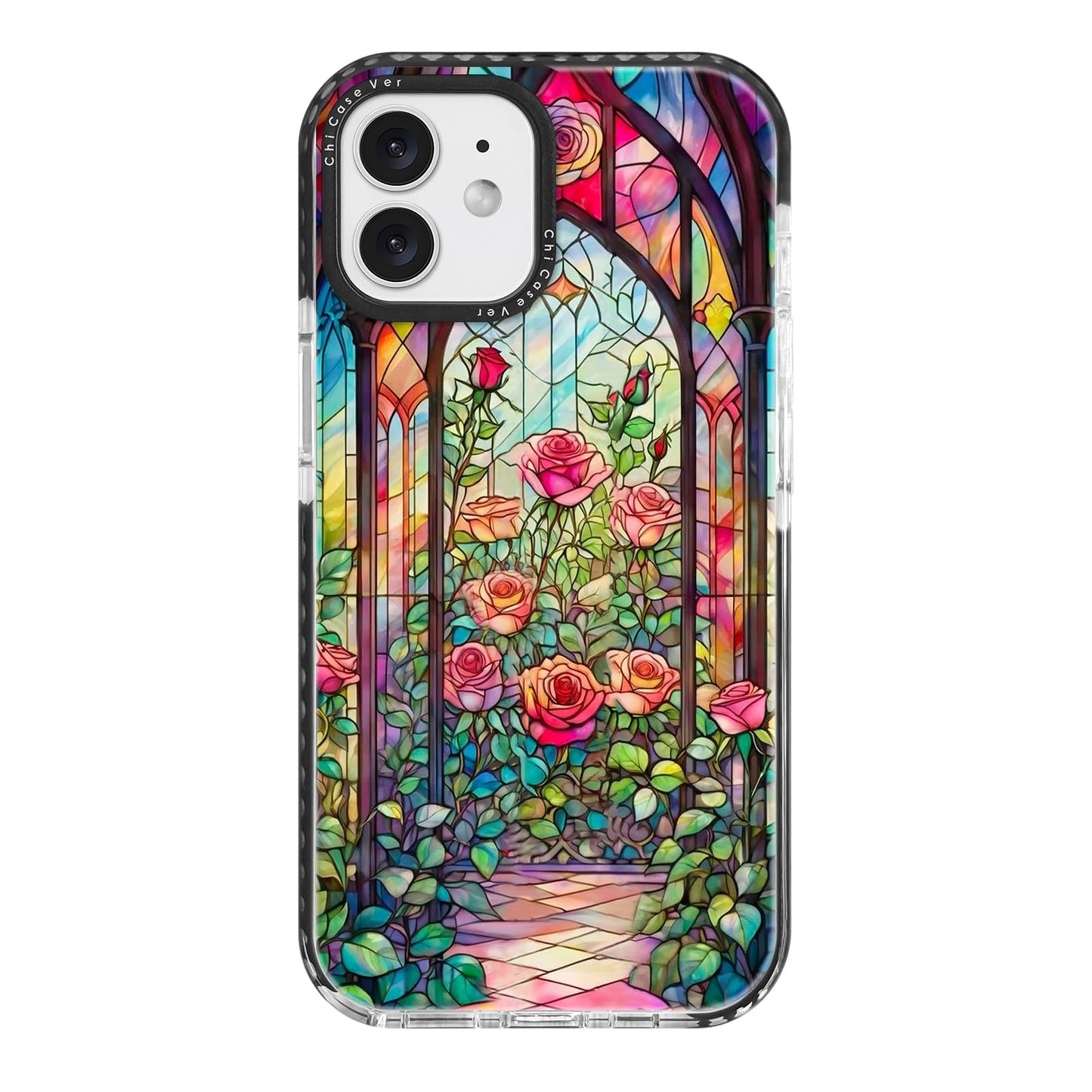 ChiCaseVer for iPhone 11 Case, Stained Glass Rose Garden Pattern, Military-Grade Drop Protection, Elegant Floral Soft Slim TPU P