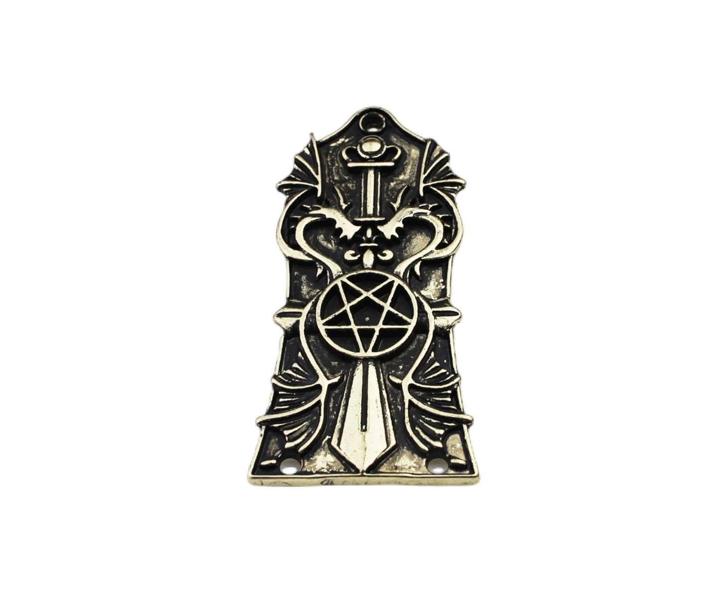 Guyker 1 Pcs Guitar Head Cover 3 Holes, Zinc alloy Guitar Truss Rod Cover for GIB LP Style Guitar Accessories Parts, JA3003, Anc