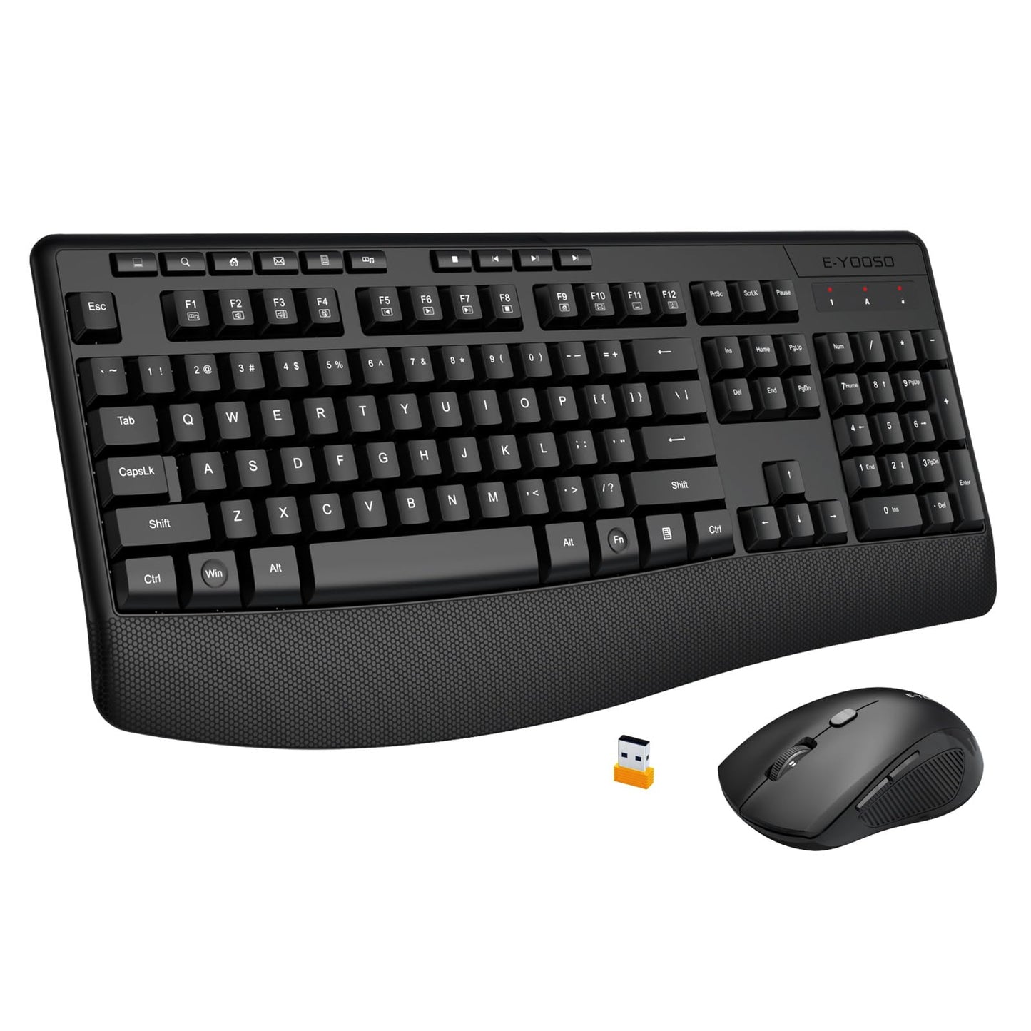 Wireless Keyboard and Mouse Combo,Silent Soft Touch Quiet Keyboard Less Noise 90%,Ergonomic with Wrist Rest,2.4GHz 104 Keys Full