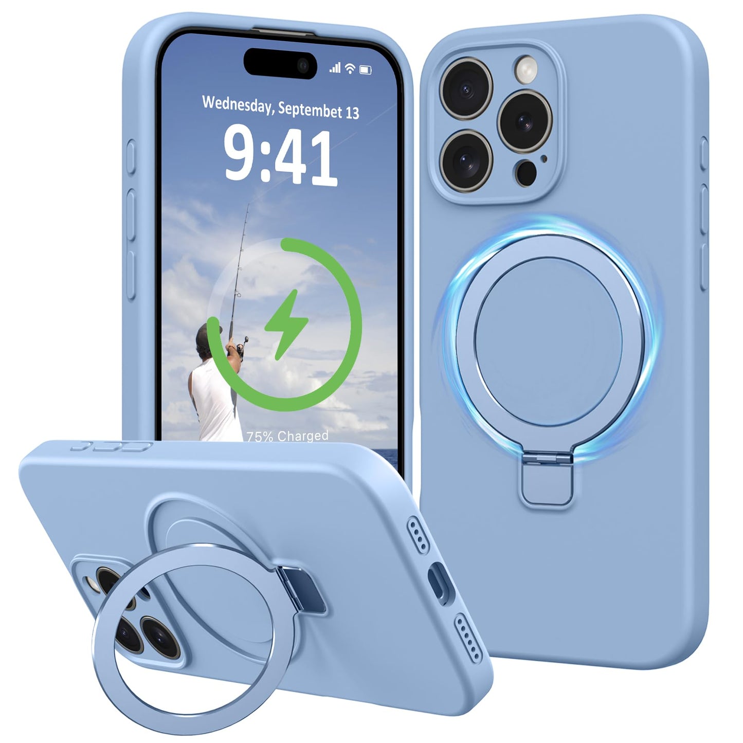Vanxiliiy Compatible with iPhone 16 Pro Max Case Stand, Liquid Silicone Phone Cases Fit for iPhone 16 Pro Max Compatible with Ma