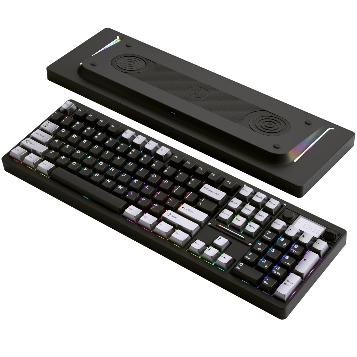OOCTPK Wireless Mechanical Keyboard, Chilkey ND104 Gaming Keyboard with LCD Screen, 106% Hot Swappable Custom Keyboard with Knob