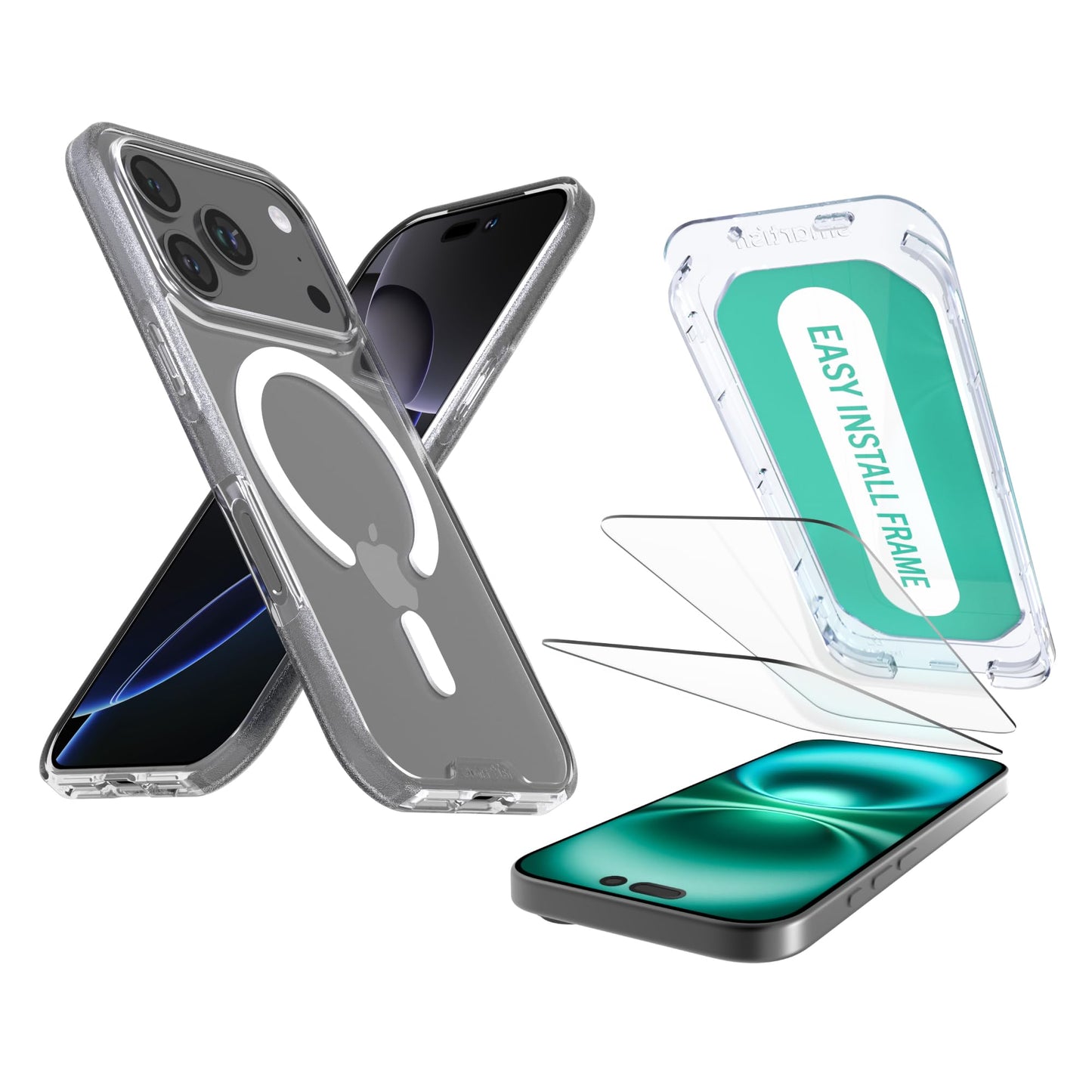 Smartish iPhone 17 Pro MagSafe Clear Case + Screen Protector - Magnetic Slim Case - Anti-Yellow Thin Grip Cover + 2-Pack Tempere