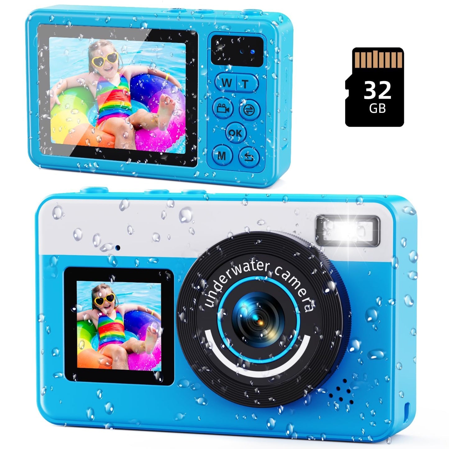 Underwater Digital Camera - MaxMango 10 FT Waterproof Floating Camera with 32GB Card, Dual Screen Selfie Camera for Snorkeling,