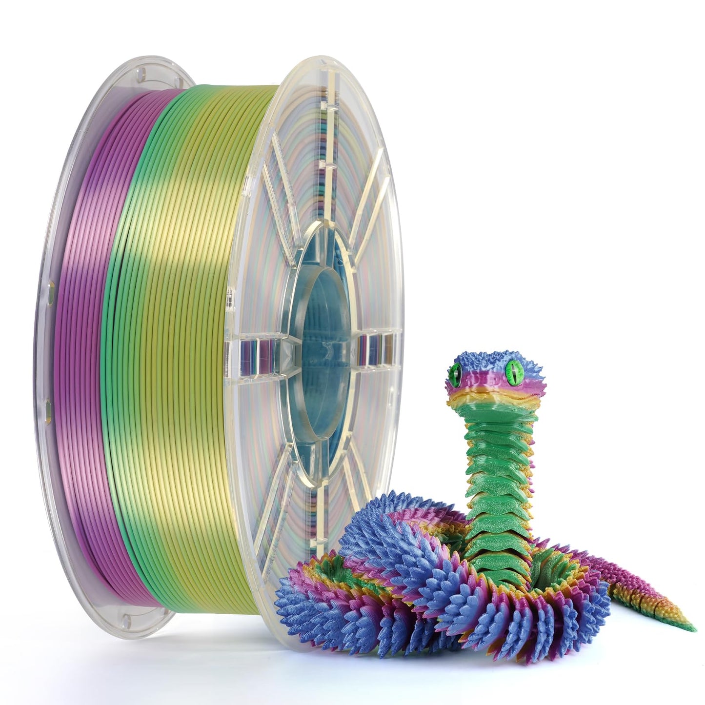 Kingroon Silk PLA Filament 1.75mm Rainbow Filament 3D Printer Filament Color Changing Filament 1kg Dimensional Accuracy 0.03mm,F