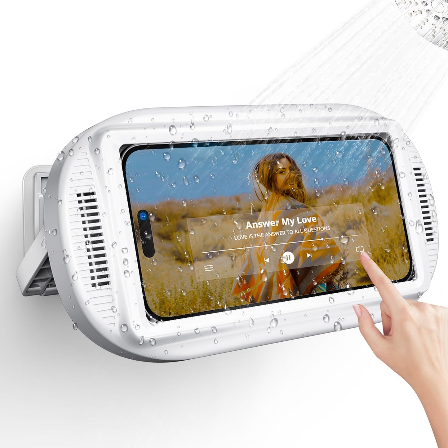 Nyzqry 3rd GEN Shower Phone Holder Waterproof & Anti-Fog, HD Touch Screen, Enhanced Sound, Retractable 480 Adjustable Phone Hold