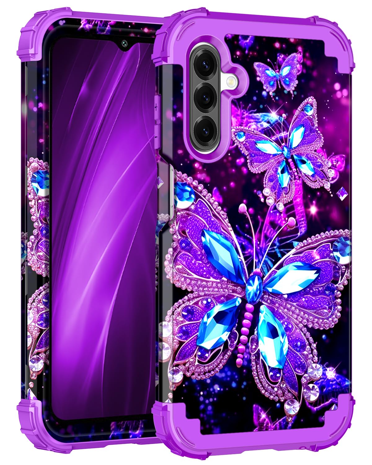 Miqala for Galaxy A26 5G Case,Glow in The Dark Three Layer Heavy Duty Shockproof Full Body Hard Plastic Bumper+Soft Silicone Pro