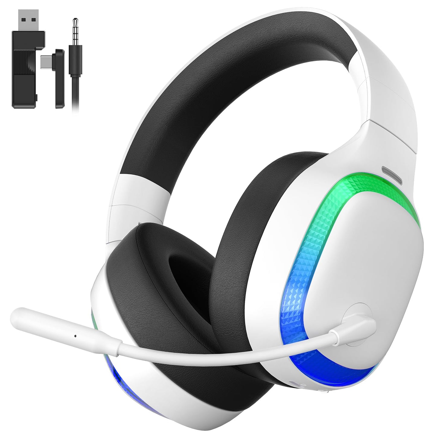 SEJJ 2.4Ghz Wireless Gaming Headset for PS5, PS4, PC, Mac, Bluetooth 5.4 Gaming Headphones with Noise Canceling Mic, 70H Battery