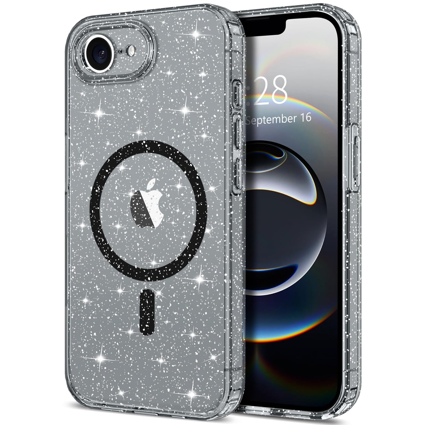Hython for iPhone 16e Case Glitter, Clear Glitter Sparkly Shiny Bling Sparkle Cute Cover, Anti-Scratch Soft TPU Thin Slim Fit Sh