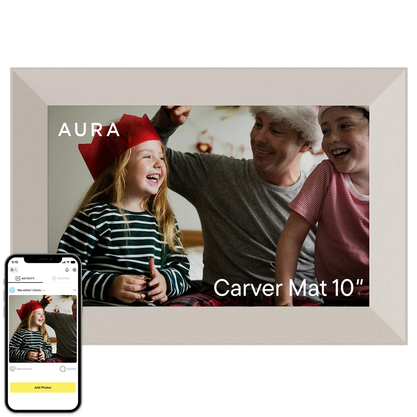 Aura Stone Digital Picture Frame - 10.1 HD Mat Display | Wirecutters Best Digital Frame for Gifting - Send Photos Directly from