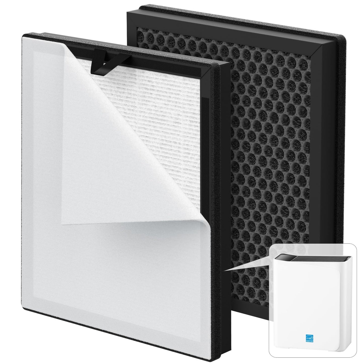 5-in-1 Air Filter Compatible with AEOCKY Air Purifier Model Cybertron, for Home Large Room Pets (with Washable Pre-Filter), 2 Pa