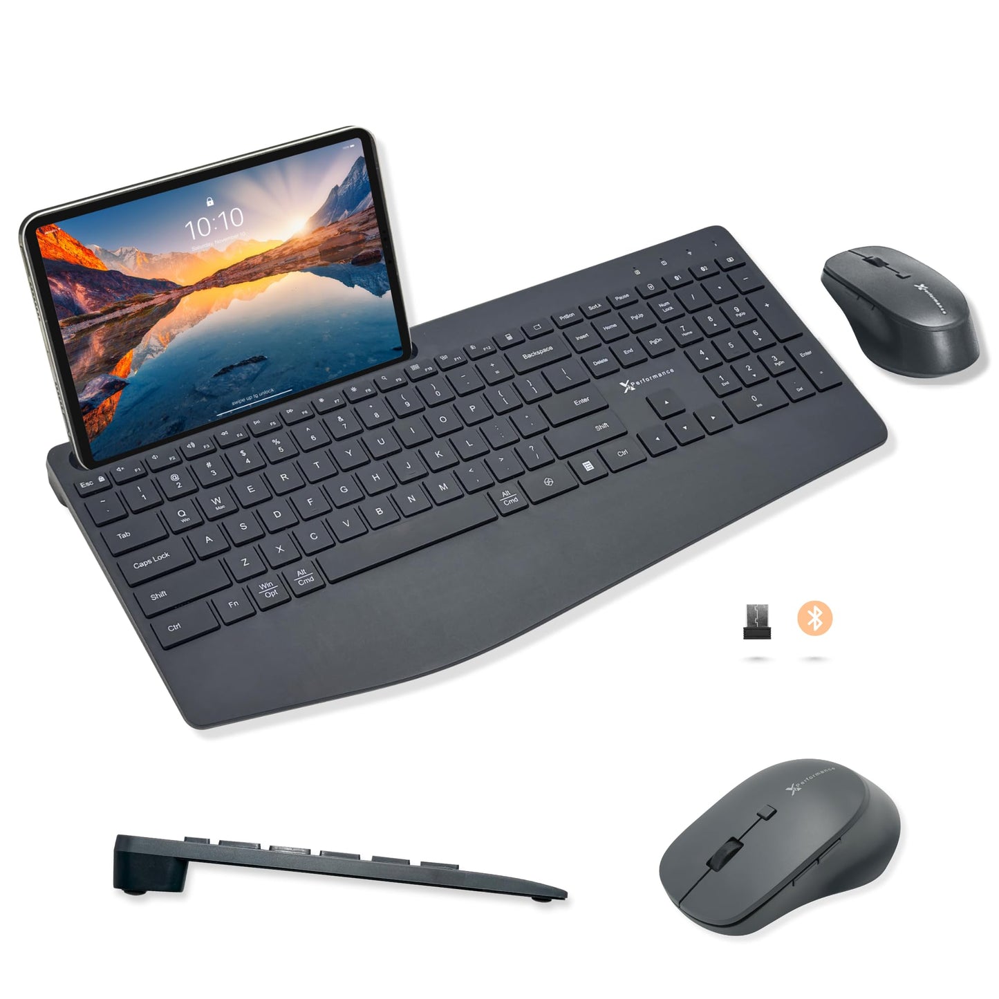X9 Wireless Keyboard and Mouse Combo (Bluetooth + 2.4GHz) - Quiet, Full Size, Multi Device Keyboard and Mouse Wireless Combo wit