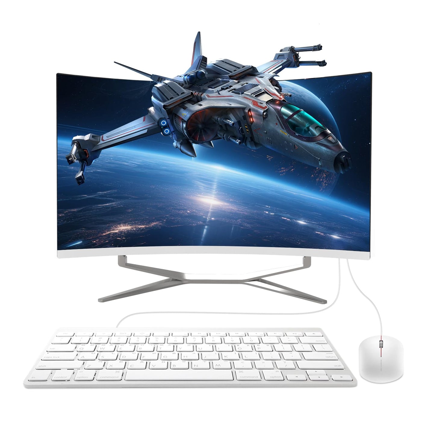 ALNERUZL All-in-One Desktop Computer PC, 27 FHD Curved Display Monitor I3-8100T Quad-Core Processor Desktop, 16GB RAM 512GB SSD,