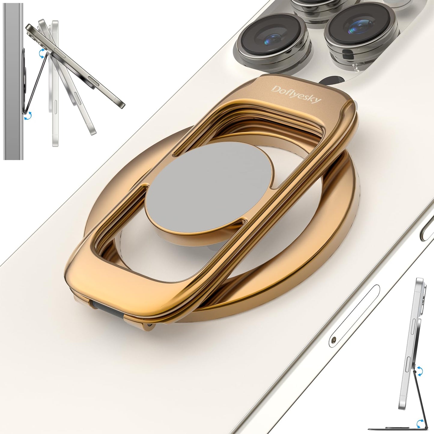 Magnetic Phone Ring Holder for MagSafe Phone Grip & Kickstand, Strong Dual-Sided Magnets Compatible with MagSafe Car Mount for i