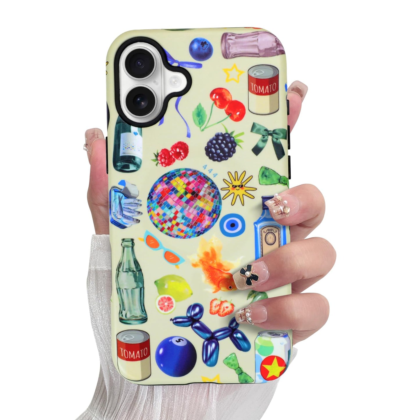 SOKAD Magnetic Summer Collage Phone Case for iPhone 16 Plus, Cute Fruits Drinks Collage Pattern Compatible with Magsafe Matte Pr