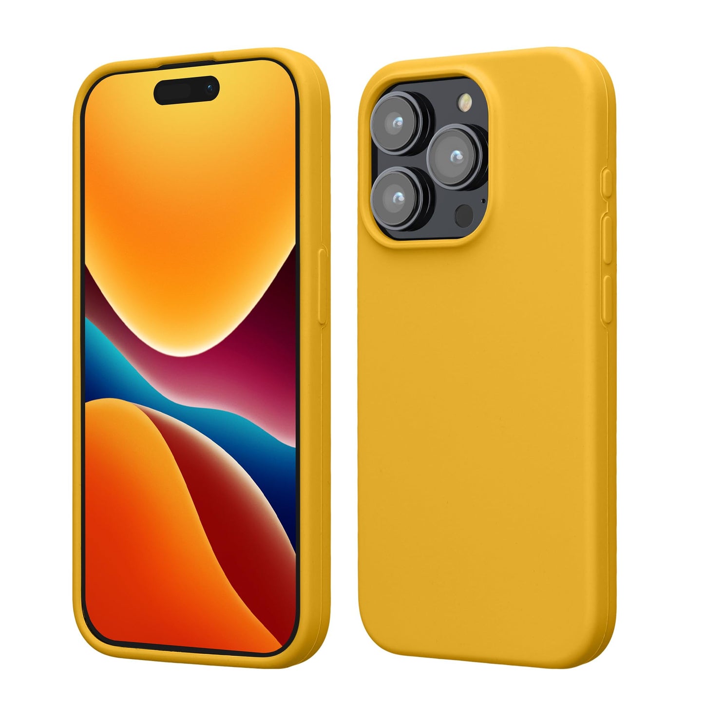 kwmobile Case Compatible with iPhone 15 Pro Case - Slim Soft TPU Silicone Cover - Honey Yellow